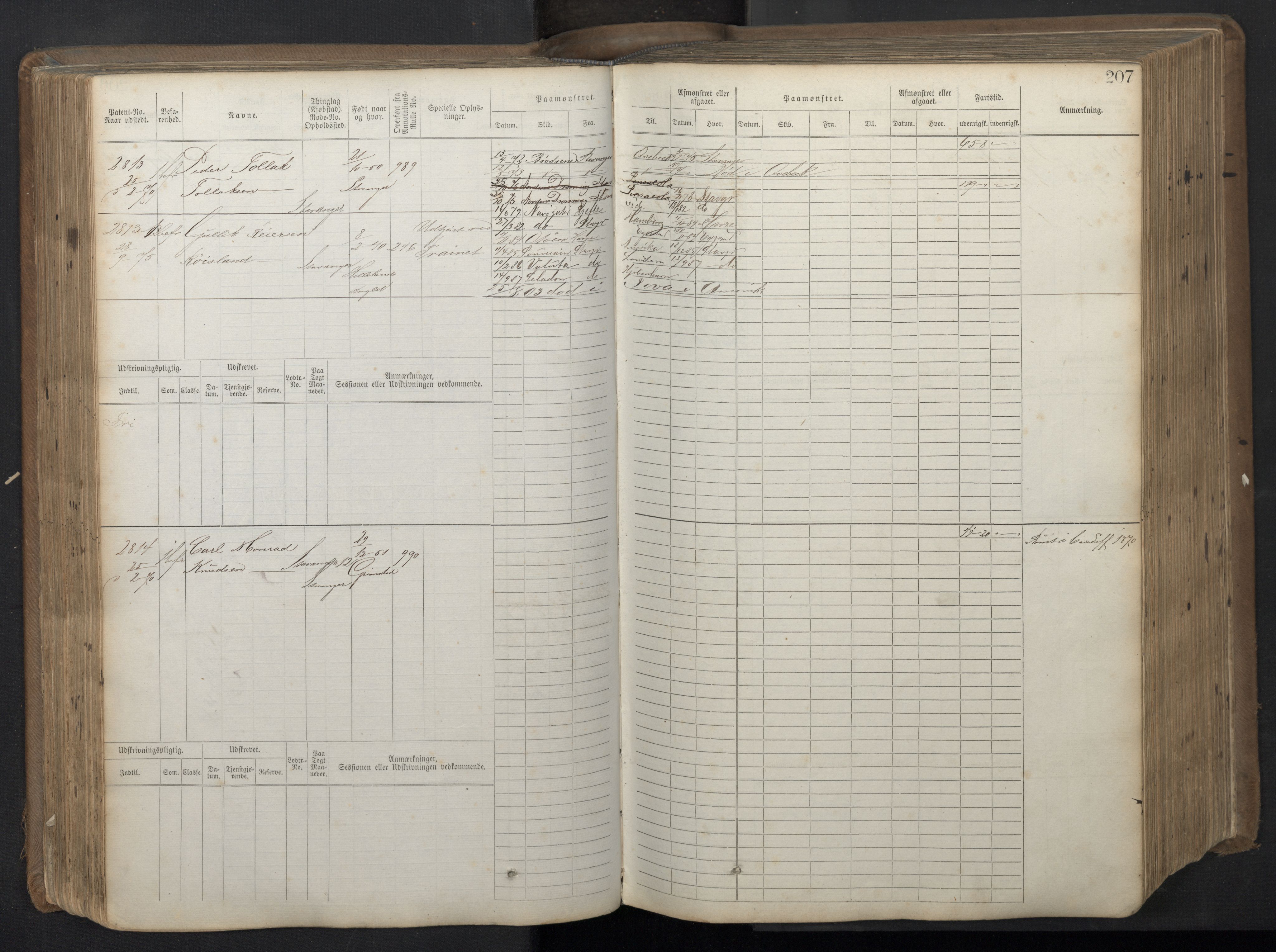 Stavanger sjømannskontor, AV/SAST-A-102006/F/Fb/Fbb/L0018: Sjøfartshovedrulle patnentnr. 2402-3602 (dublett), 1869, p. 211