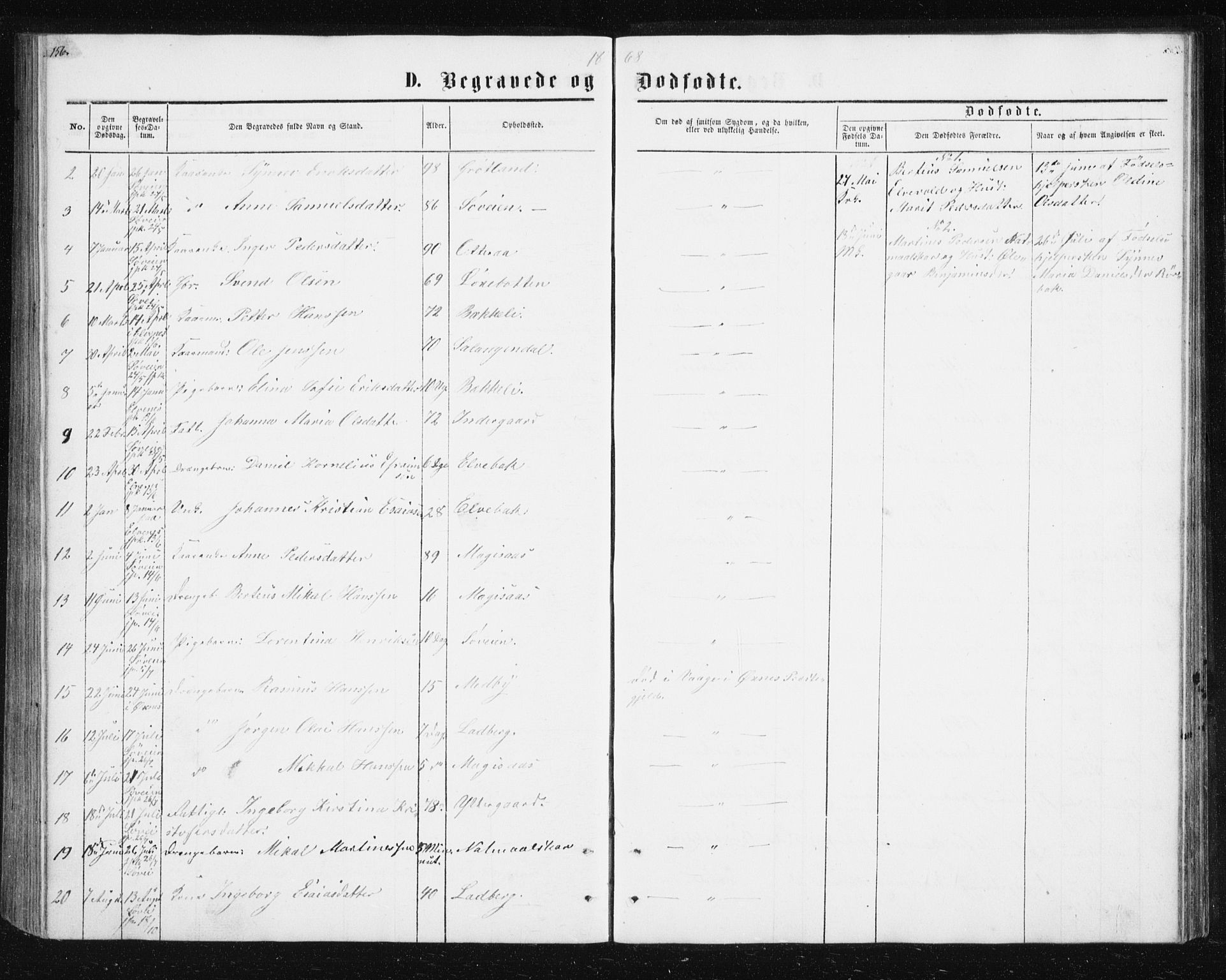 Ibestad sokneprestembete, AV/SATØ-S-0077/H/Ha/Hab/L0013klokker: Parish register (copy) no. 13, 1865-1879, p. 156