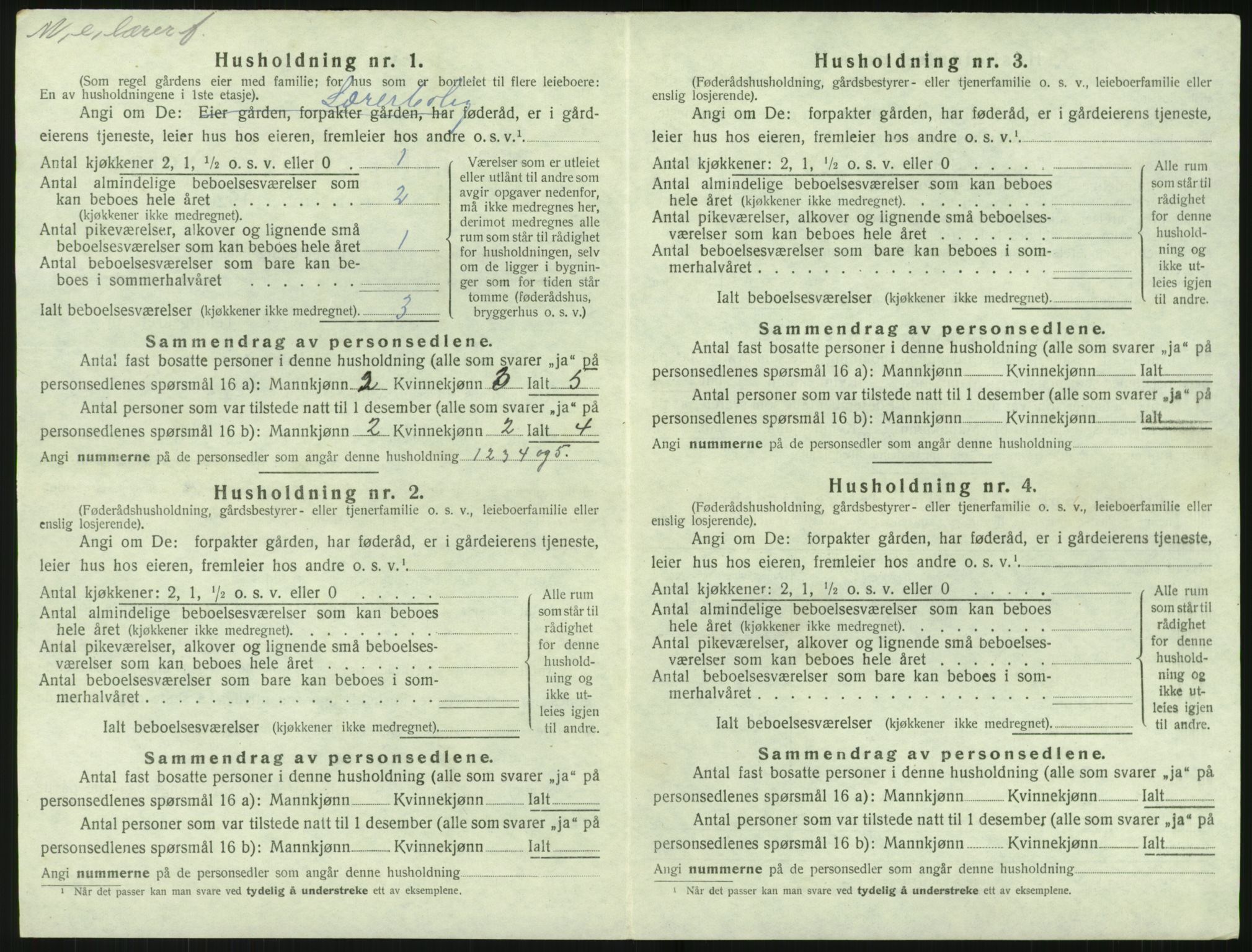 SAK, 1920 census for Holt, 1920, p. 727