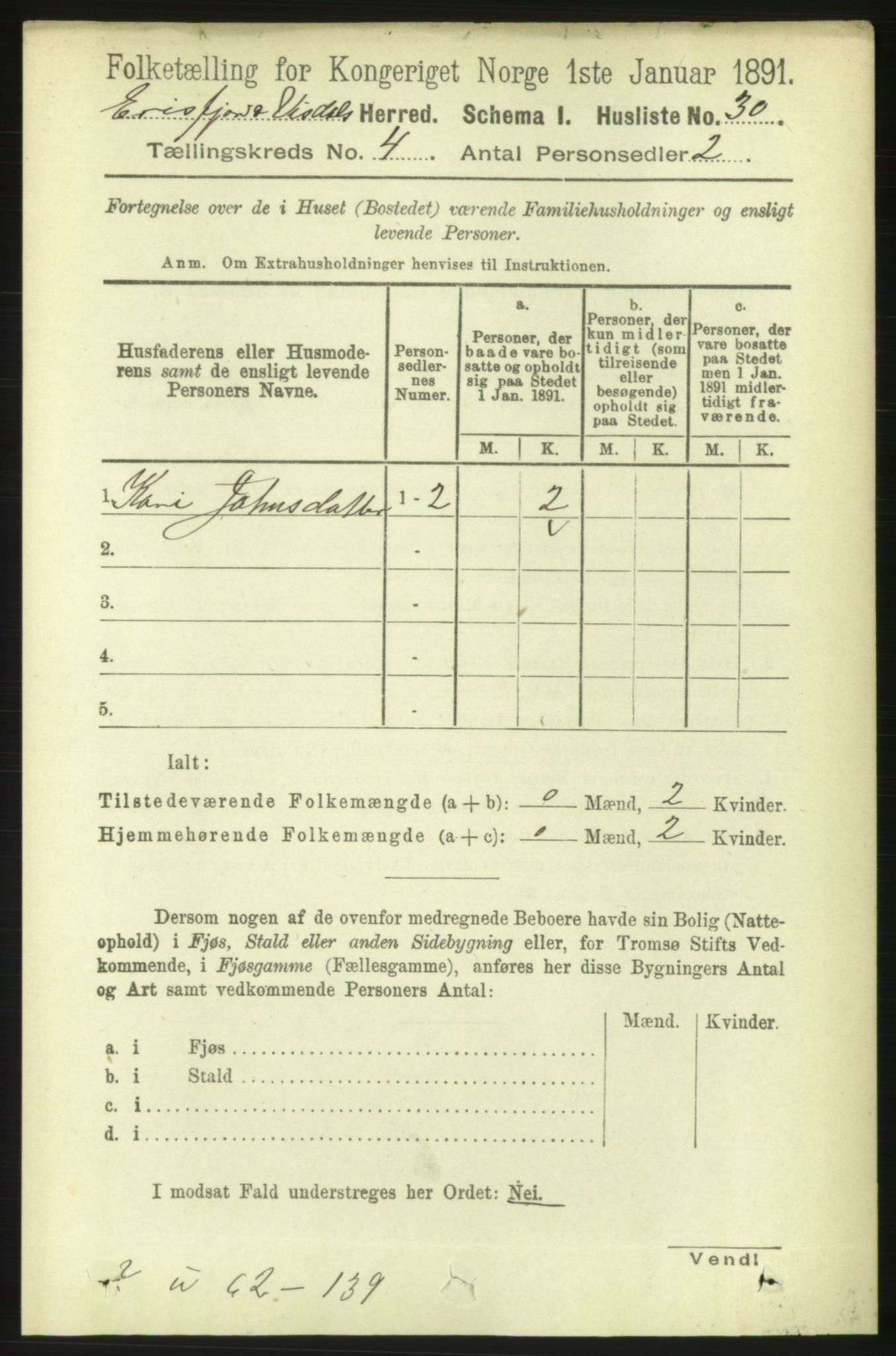 RA, 1891 census for 1542 Eresfjord og Vistdal, 1891, p. 807