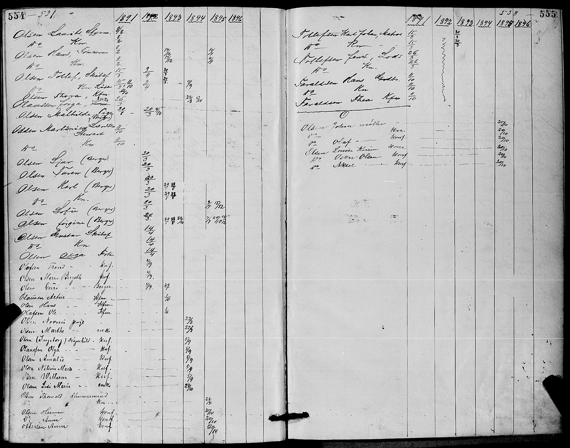 Strømm kirkebøker, AV/SAKO-A-322/G/Ga/L0002: Parish register (copy) no. I 2, 1885-1888, p. 554-555