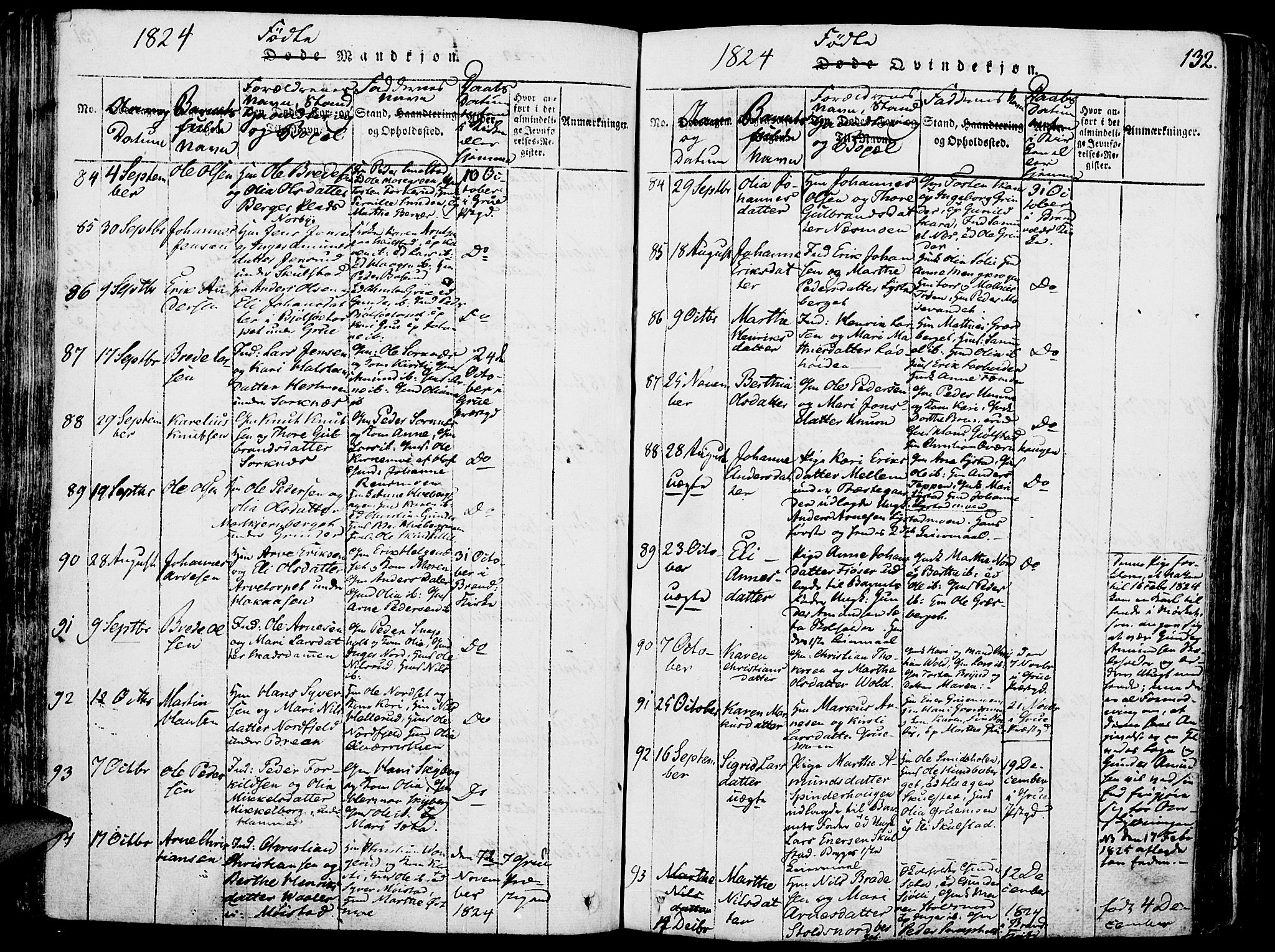 Grue prestekontor, AV/SAH-PREST-036/H/Ha/Haa/L0006: Parish register (official) no. 6, 1814-1830, p. 132