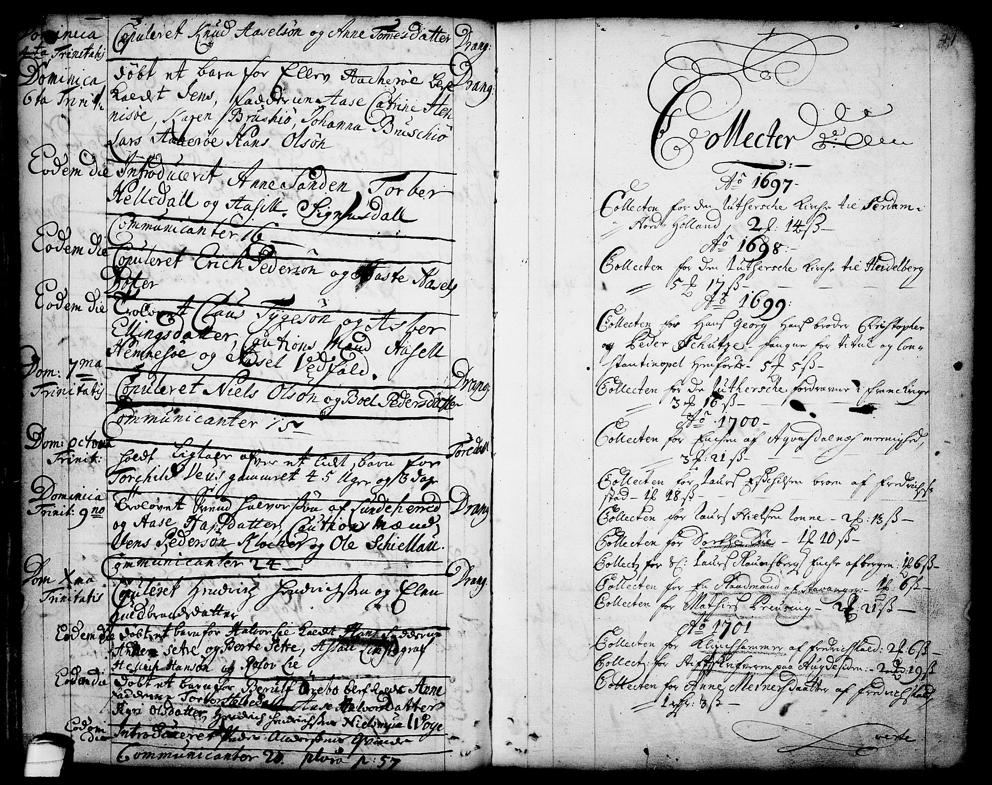 Drangedal kirkebøker, SAKO/A-258/F/Fa/L0001: Parish register (official) no. 1, 1697-1767, p. 41