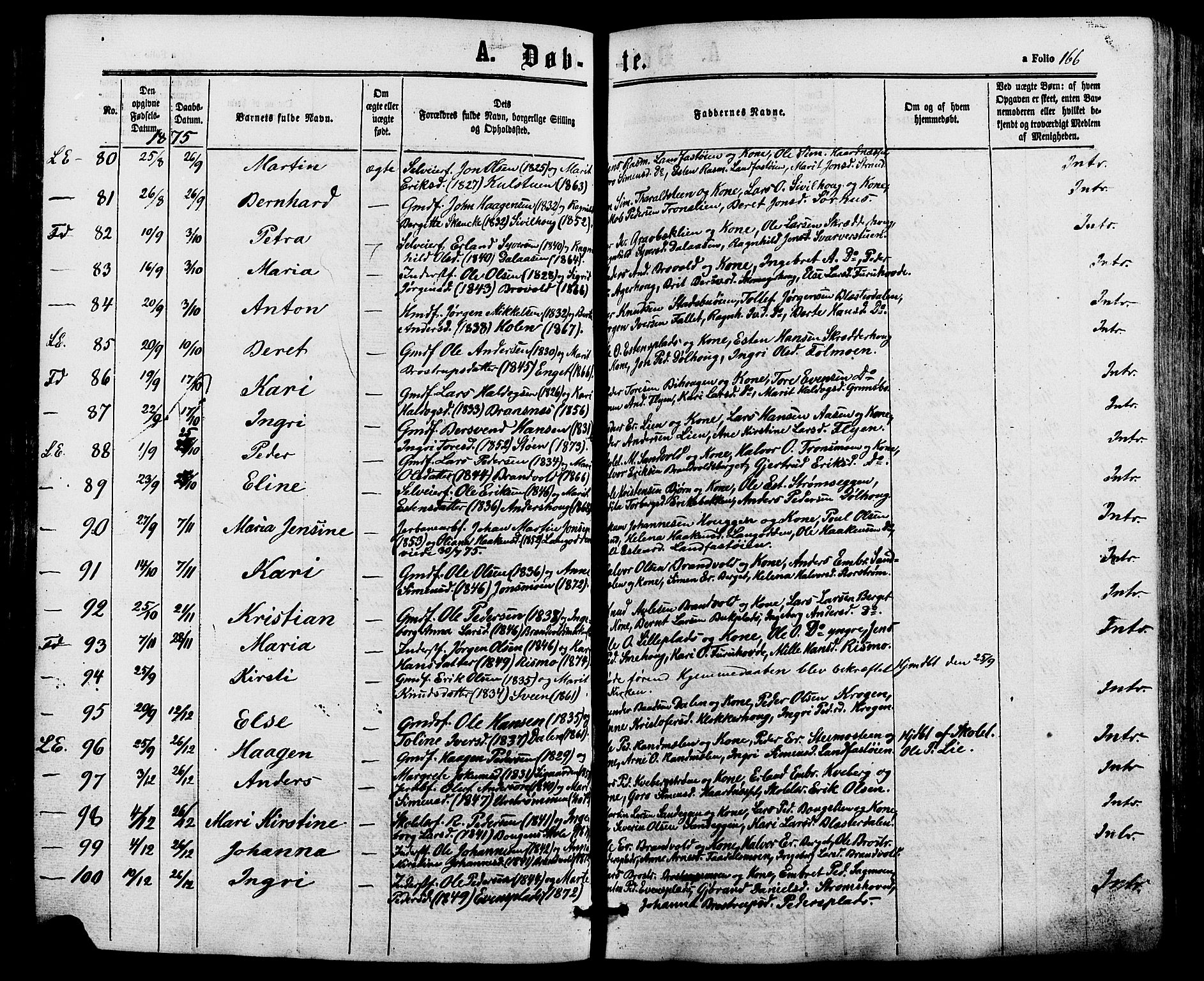 Alvdal prestekontor, AV/SAH-PREST-060/H/Ha/Haa/L0001: Parish register (official) no. 1, 1863-1882, p. 166