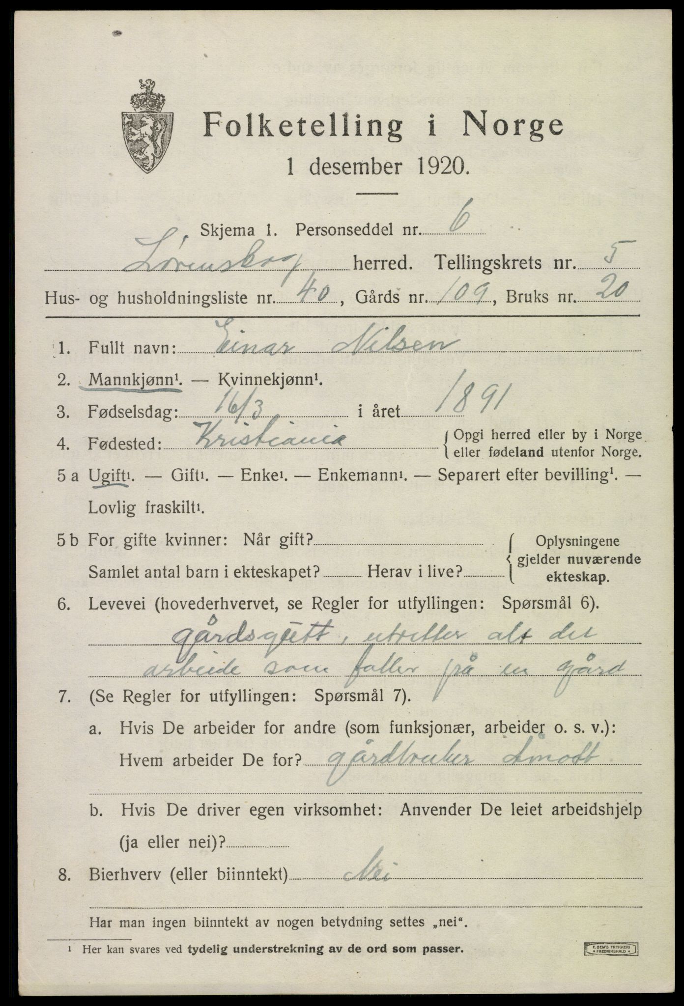 SAO, 1920 census for Lørenskog, 1920, p. 4737