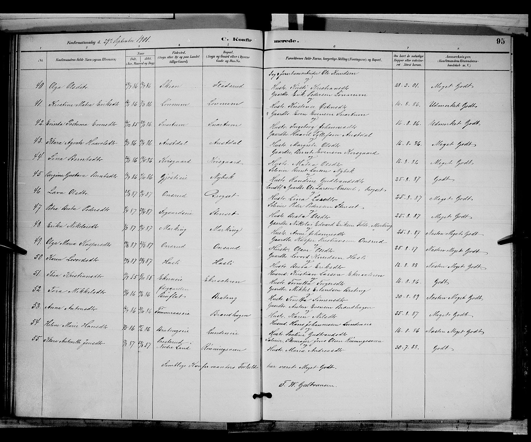 Biri prestekontor, SAH/PREST-096/H/Ha/Hab/L0003: Parish register (copy) no. 3, 1892-1905, p. 95