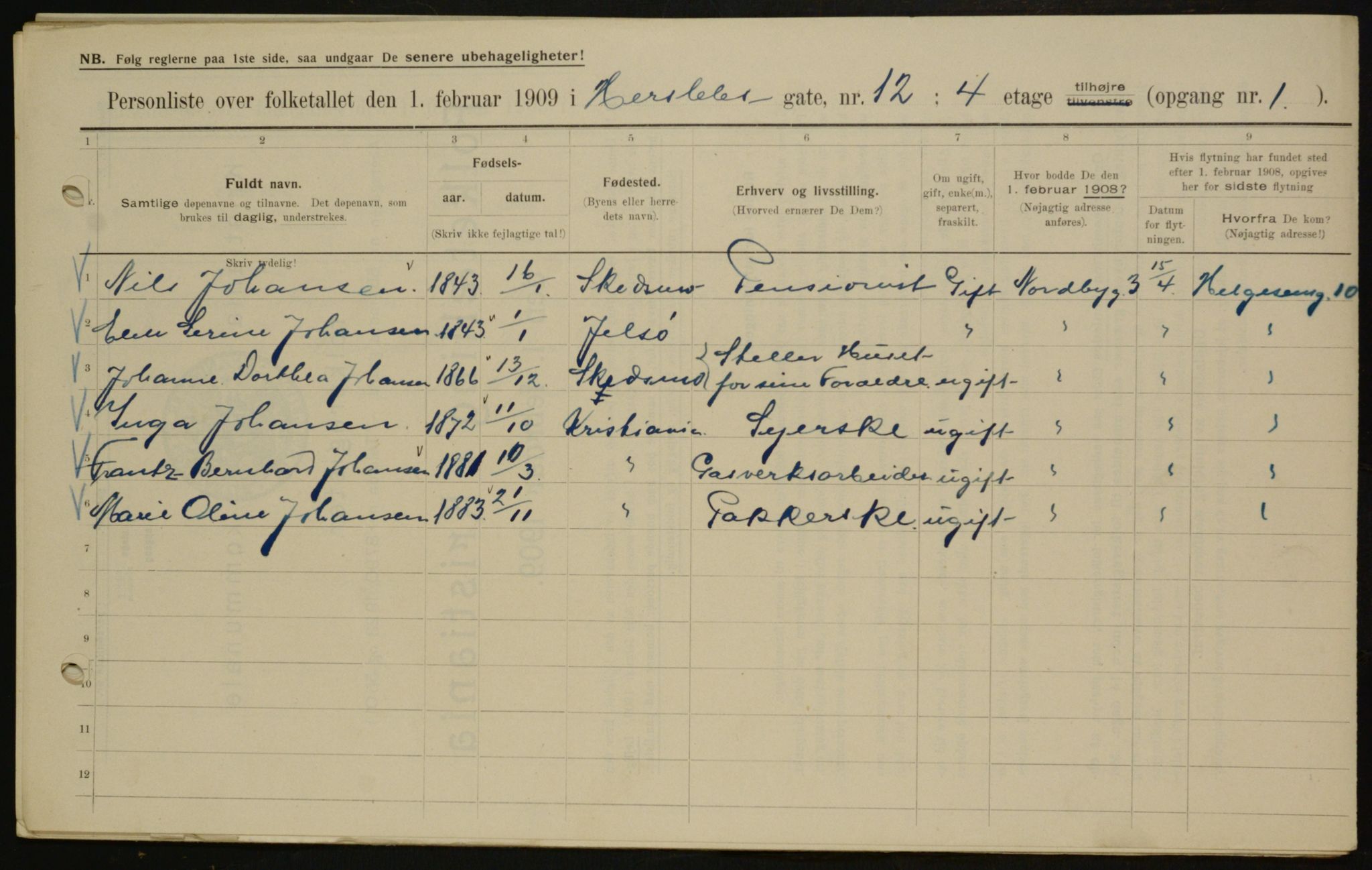 OBA, Municipal Census 1909 for Kristiania, 1909, p. 35731