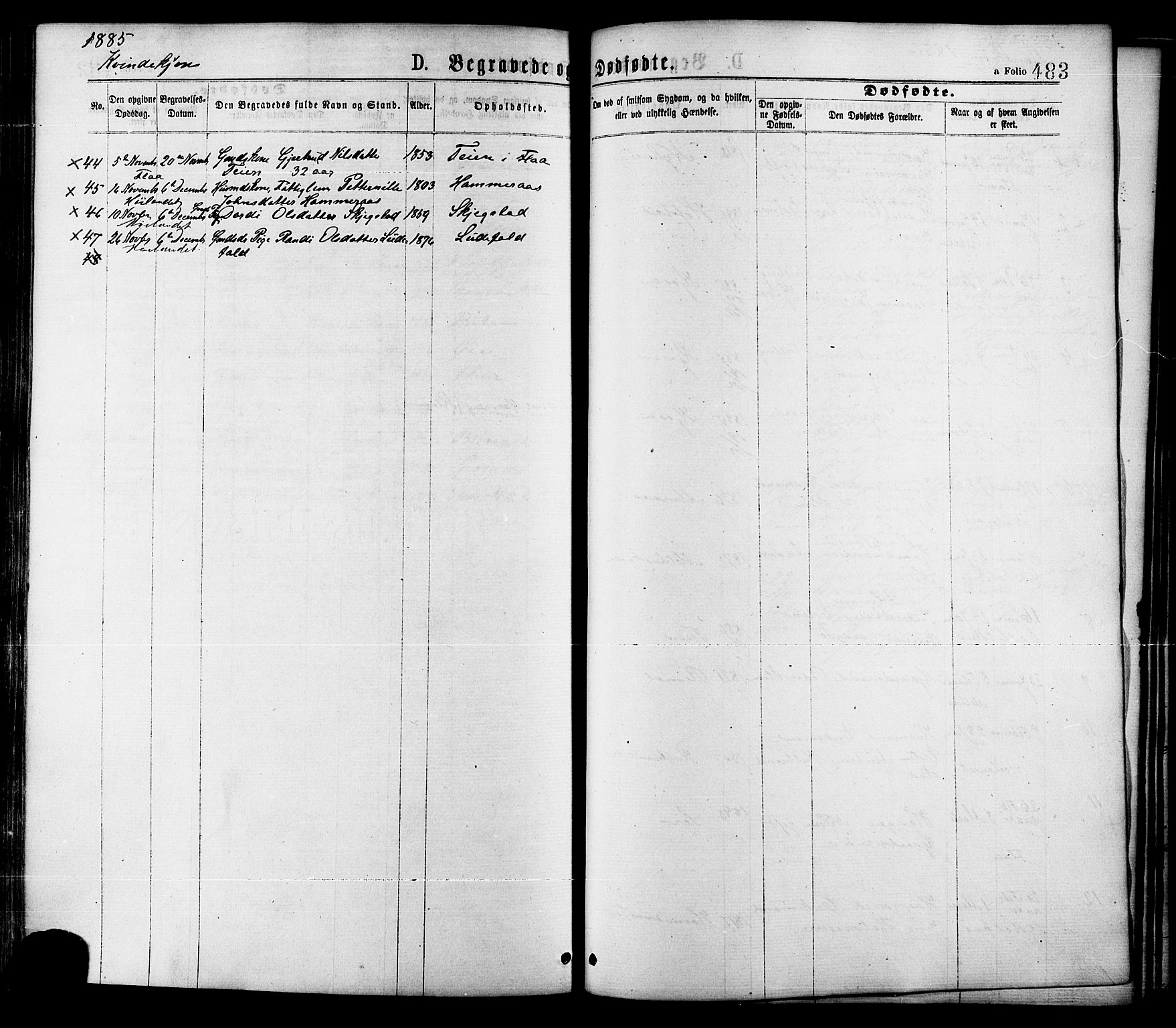 Ministerialprotokoller, klokkerbøker og fødselsregistre - Sør-Trøndelag, SAT/A-1456/691/L1079: Parish register (official) no. 691A11, 1873-1886, p. 483