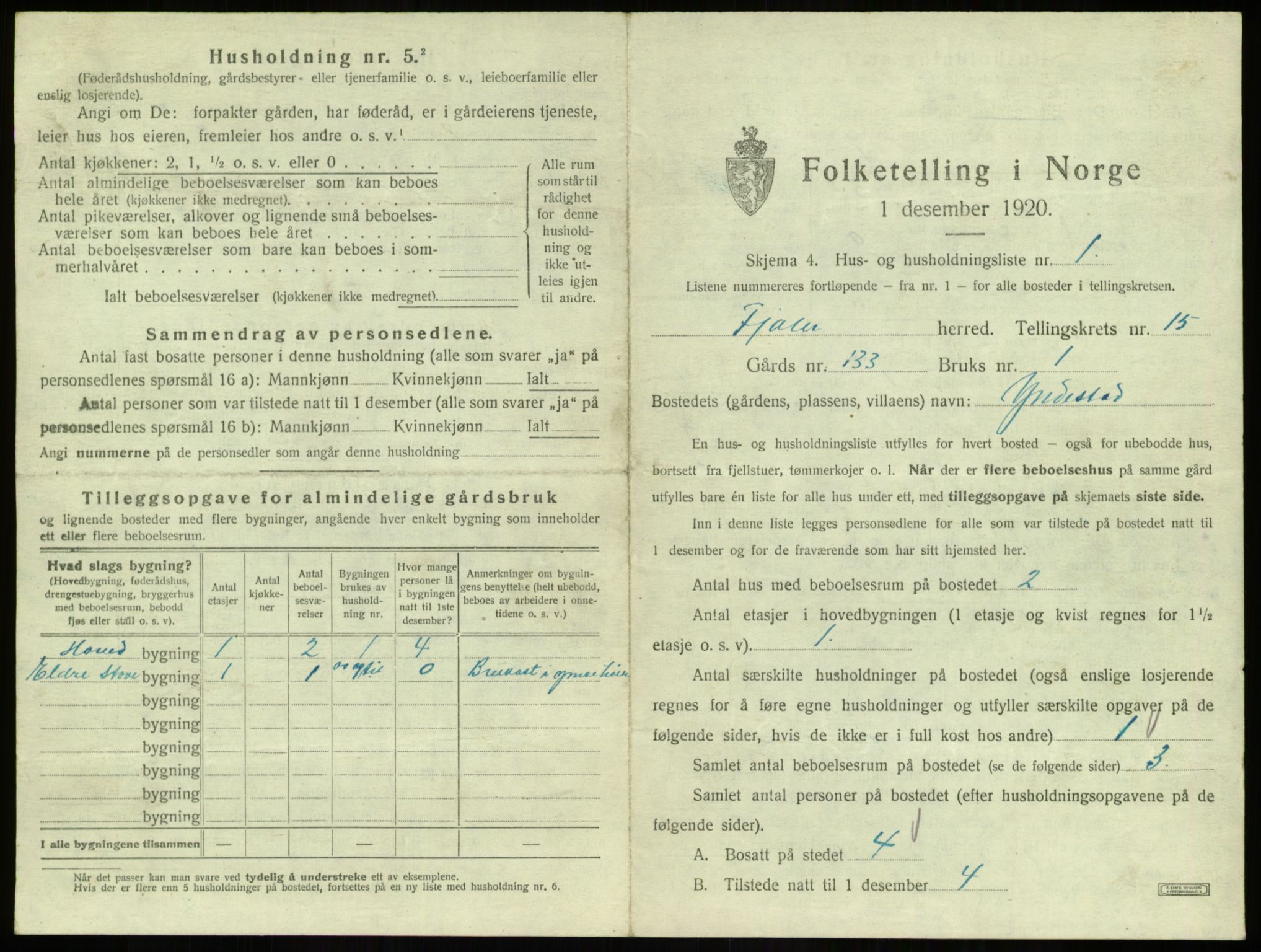 SAB, 1920 census for Fjaler, 1920, p. 1212