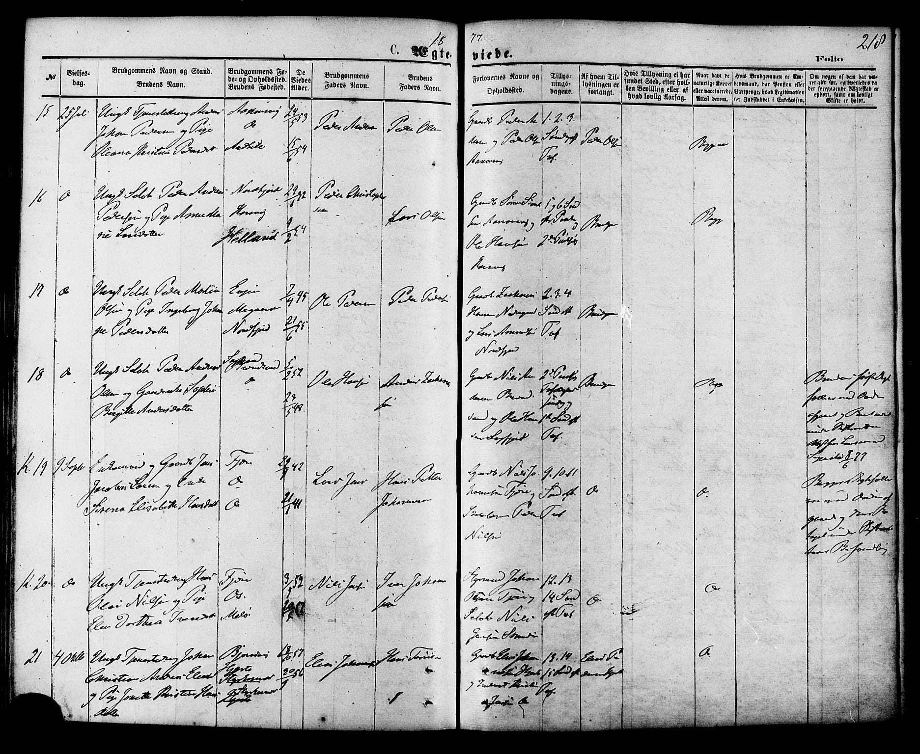 Ministerialprotokoller, klokkerbøker og fødselsregistre - Nordland, AV/SAT-A-1459/853/L0771: Parish register (official) no. 853A10, 1870-1881, p. 218