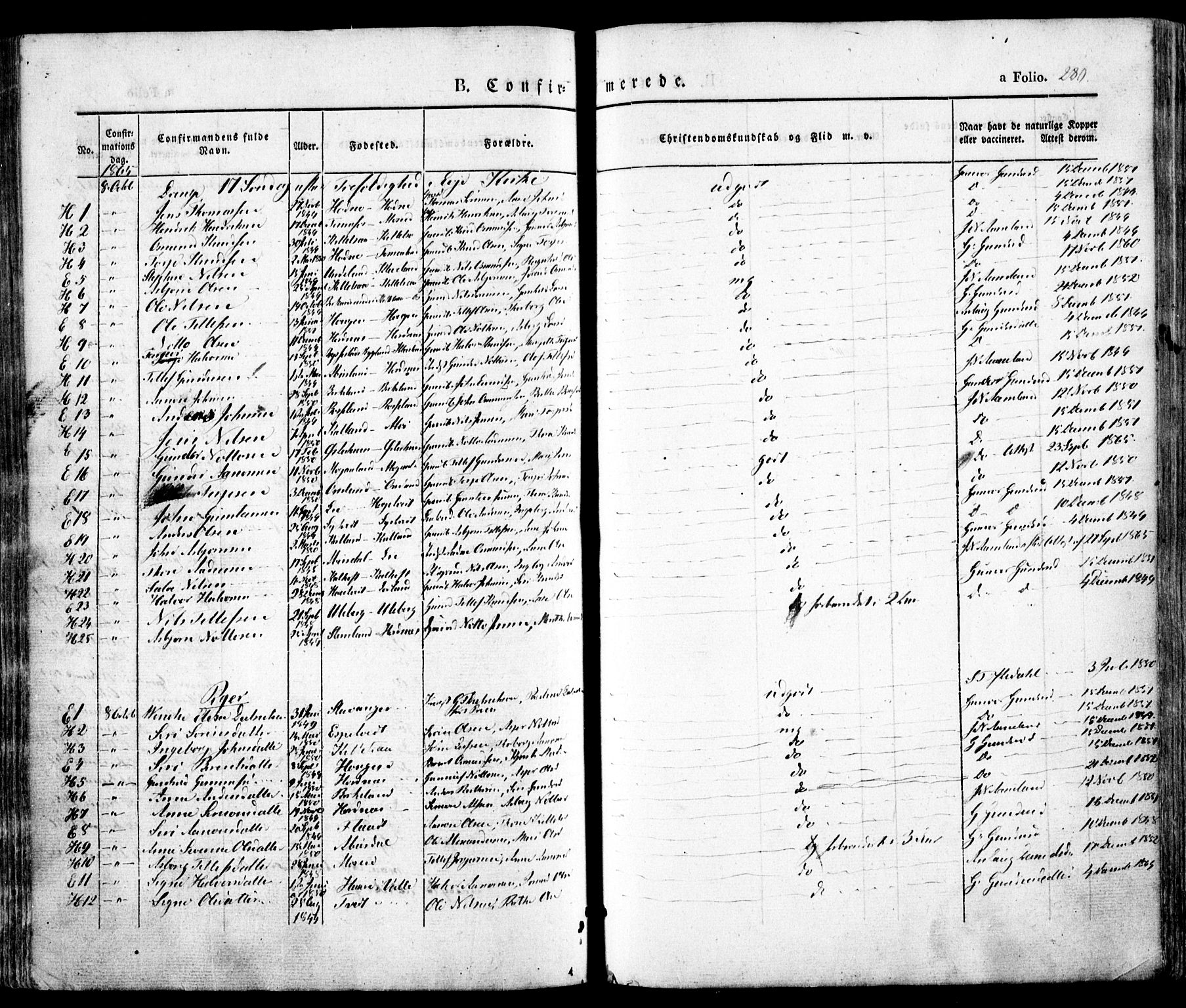 Evje sokneprestkontor, AV/SAK-1111-0008/F/Fa/Faa/L0005: Parish register (official) no. A 5, 1843-1865, p. 280