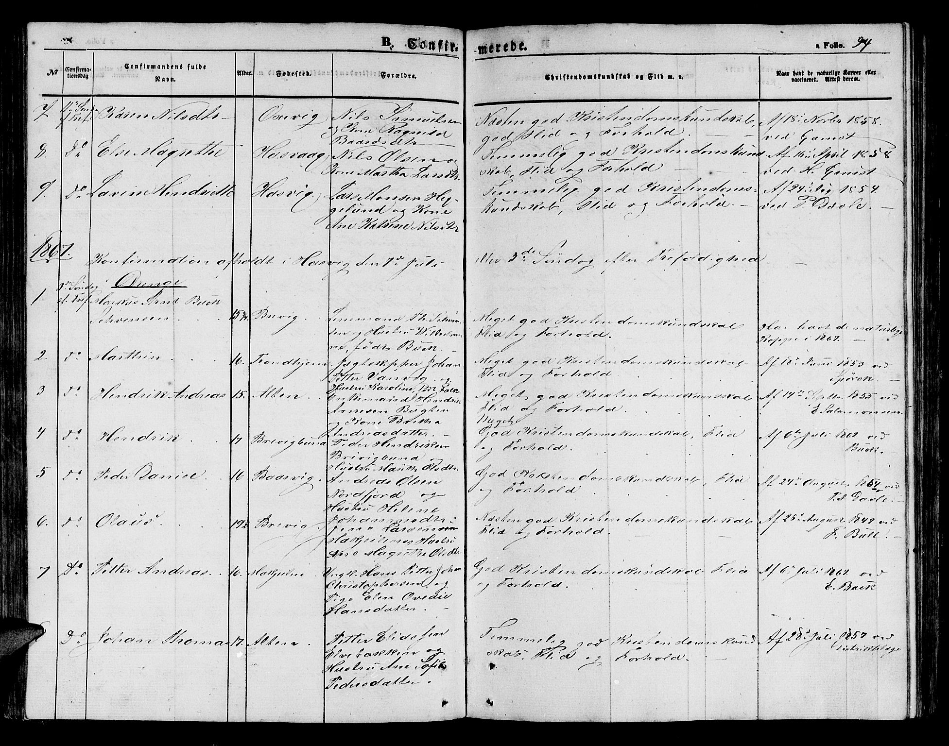 Loppa sokneprestkontor, SATØ/S-1339/H/Hb/L0003klokker: Parish register (copy) no. 3, 1853-1880, p. 94