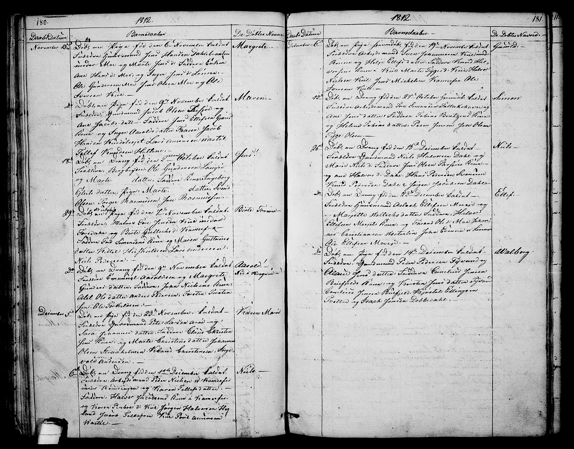 Sannidal kirkebøker, SAKO/A-296/F/Fa/L0003: Parish register (official) no. 3, 1803-1813, p. 180-181