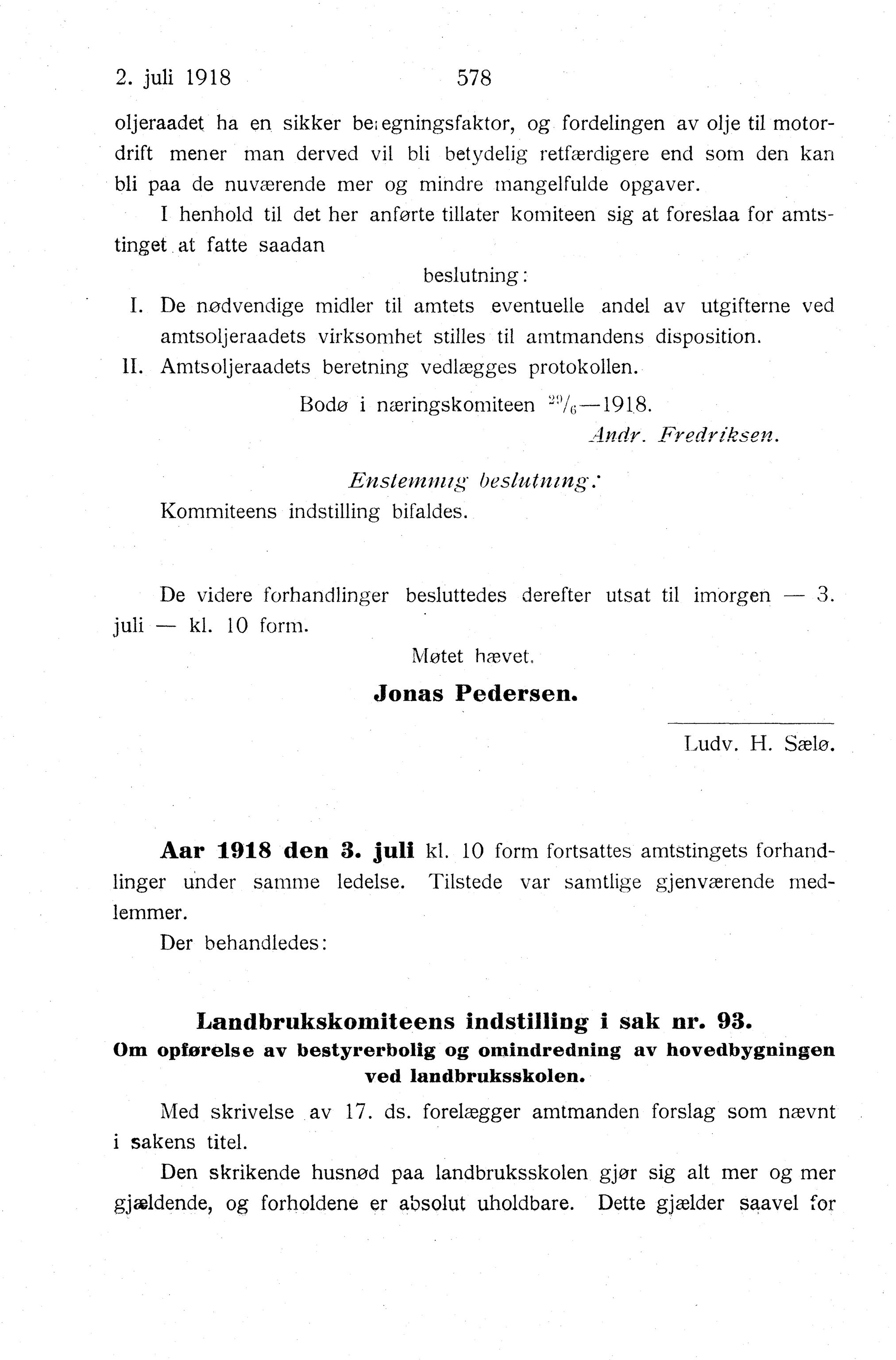 Nordland Fylkeskommune. Fylkestinget, AIN/NFK-17/176/A/Ac/L0041: Fylkestingsforhandlinger 1918, 1918