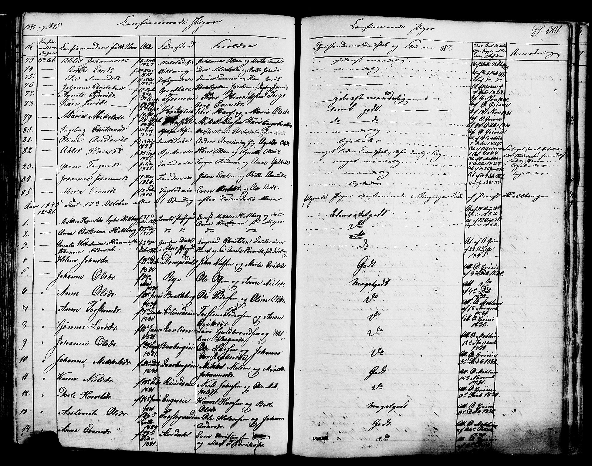 Ringsaker prestekontor, SAH/PREST-014/K/Ka/L0008: Parish register (official) no. 8, 1837-1850, p. 301