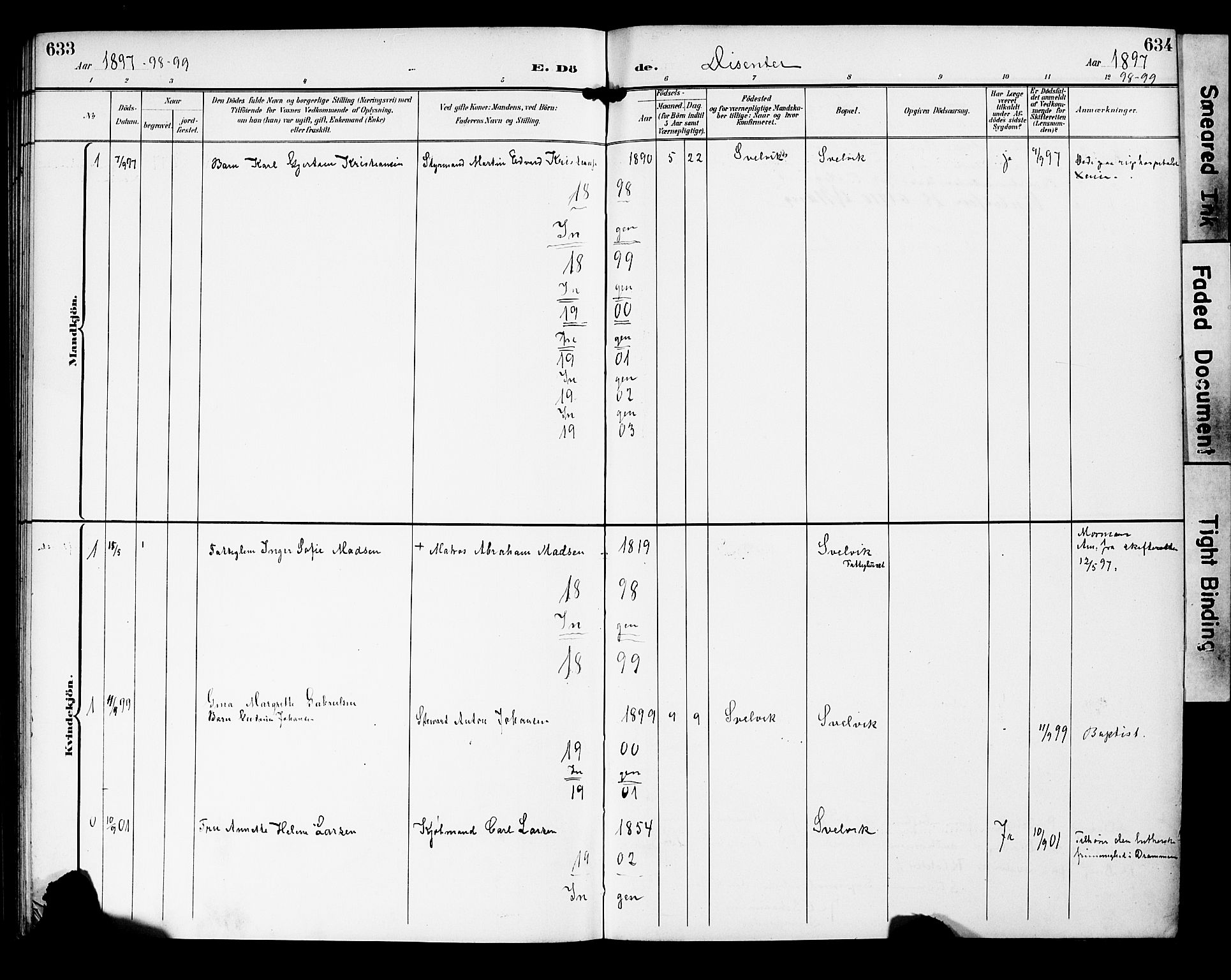 Strømm kirkebøker, AV/SAKO-A-322/G/Gb/L0002: Parish register (copy) no. II 2, 1897-1928, p. 633-634
