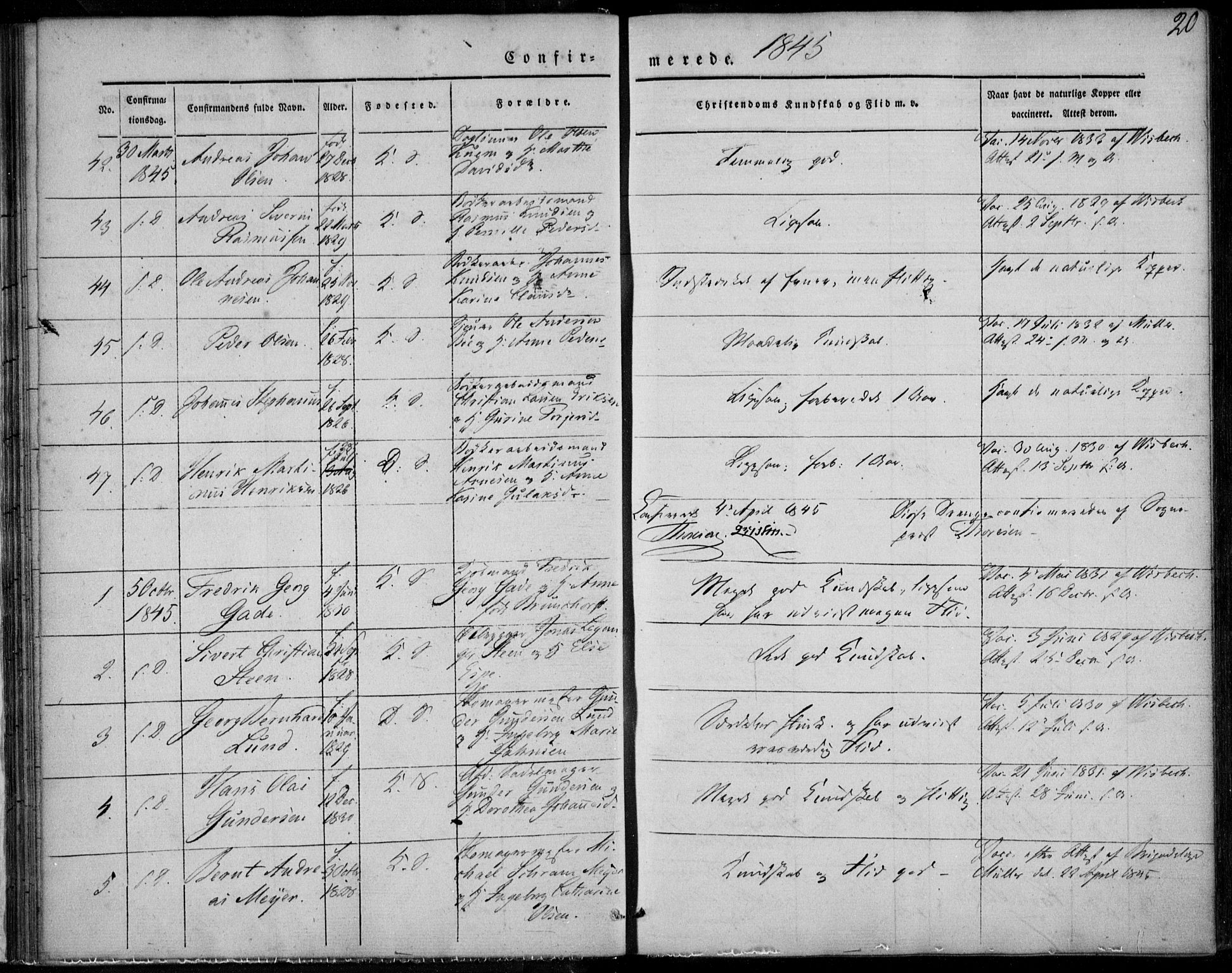 Korskirken sokneprestembete, SAB/A-76101/H/Haa/L0026: Parish register (official) no. C 2, 1842-1854, p. 20