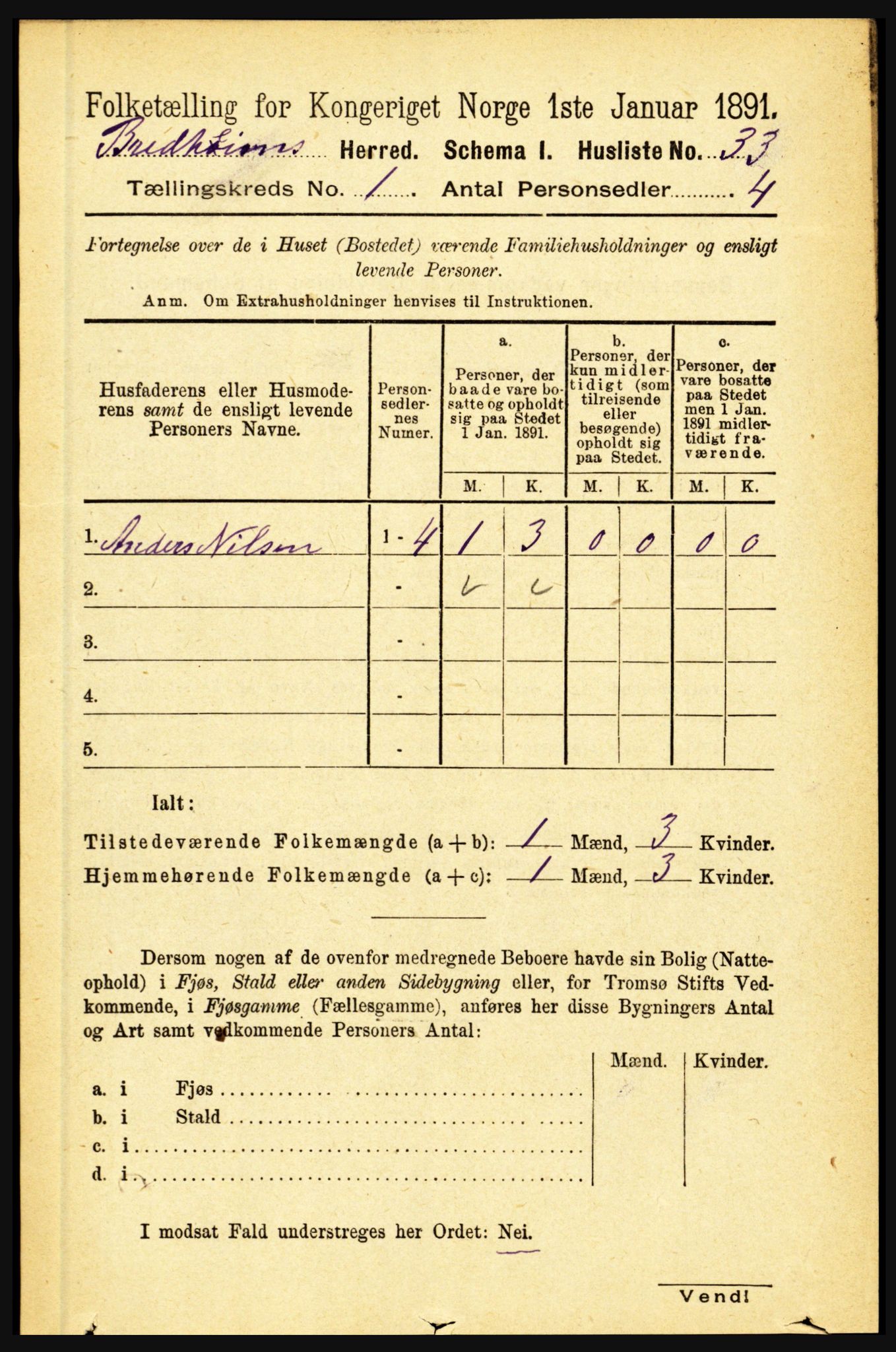 RA, 1891 census for 1446 Breim, 1891, p. 51