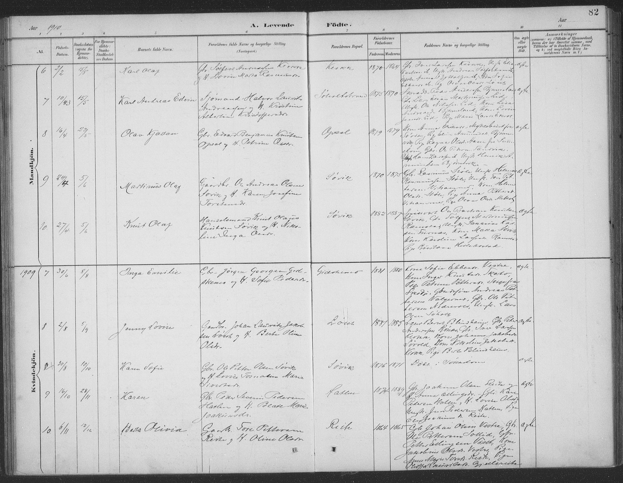 Ministerialprotokoller, klokkerbøker og fødselsregistre - Møre og Romsdal, AV/SAT-A-1454/522/L0316: Parish register (official) no. 522A11, 1890-1911, p. 82