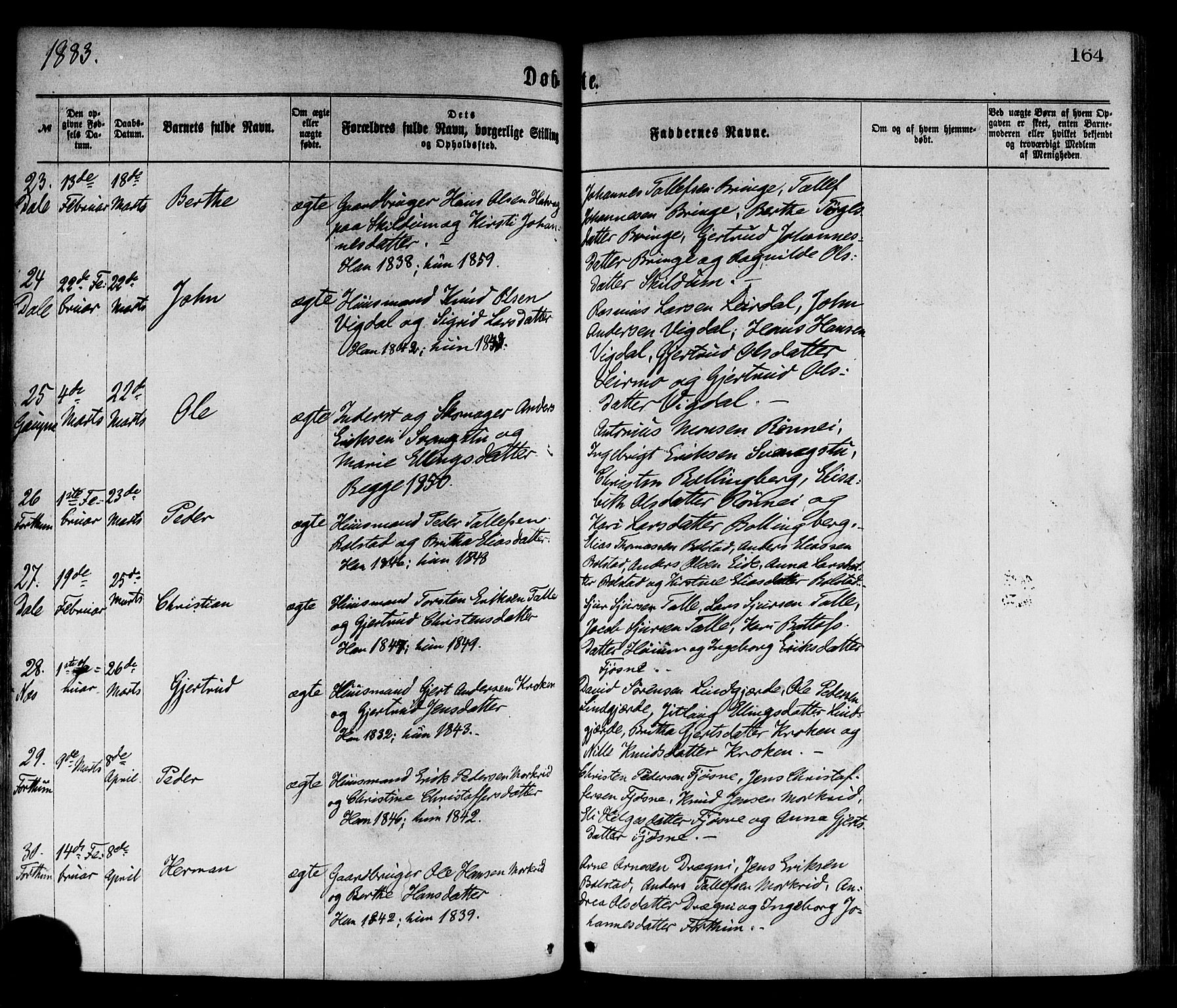 Luster sokneprestembete, AV/SAB-A-81101/H/Haa/Haaa/L0010: Parish register (official) no. A 10, 1871-1886, p. 164