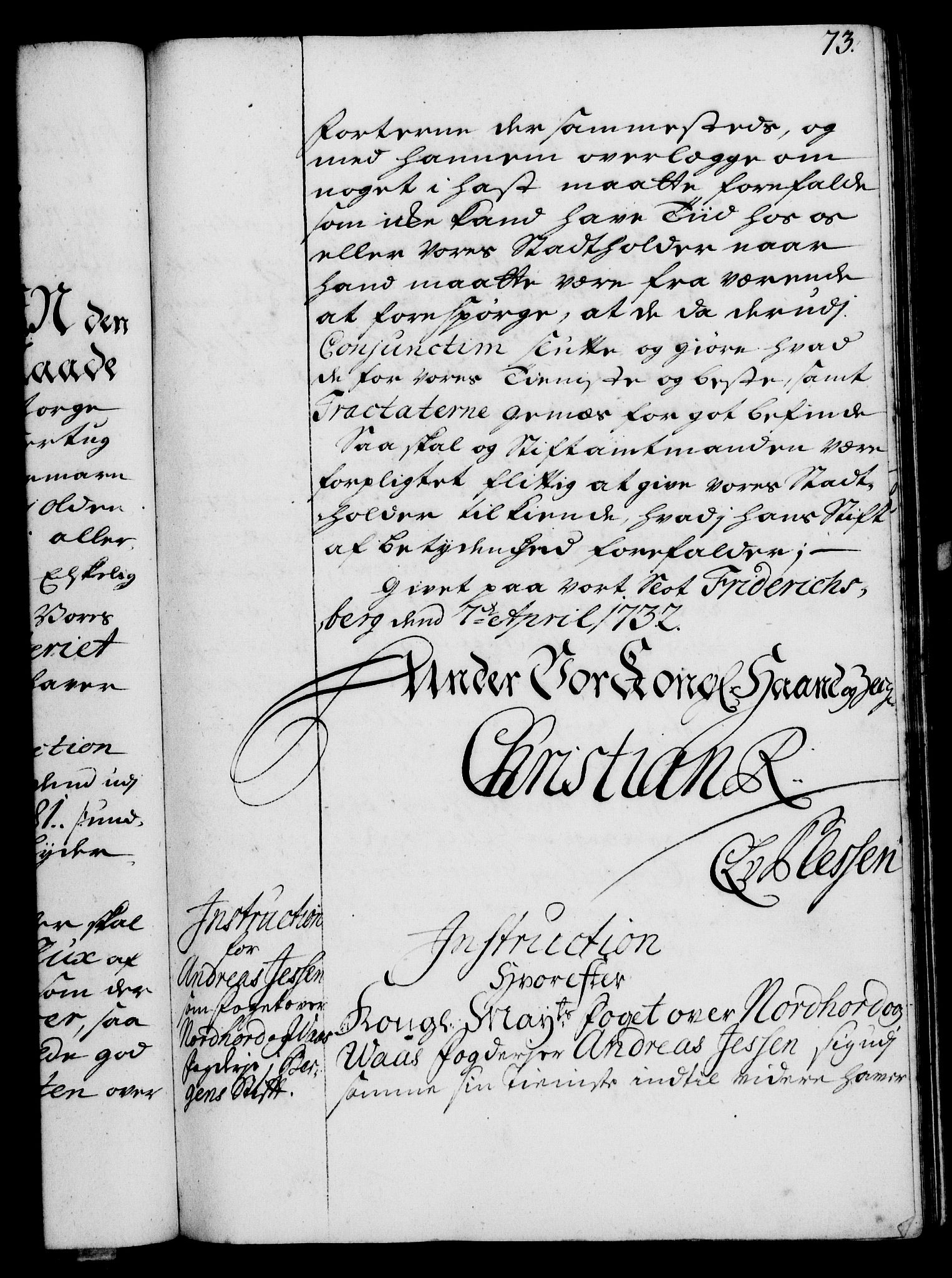 Rentekammeret, Kammerkanselliet, RA/EA-3111/G/Gg/Ggi/L0002: Norsk instruksjonsprotokoll med register (merket RK 53.35), 1729-1751, p. 73