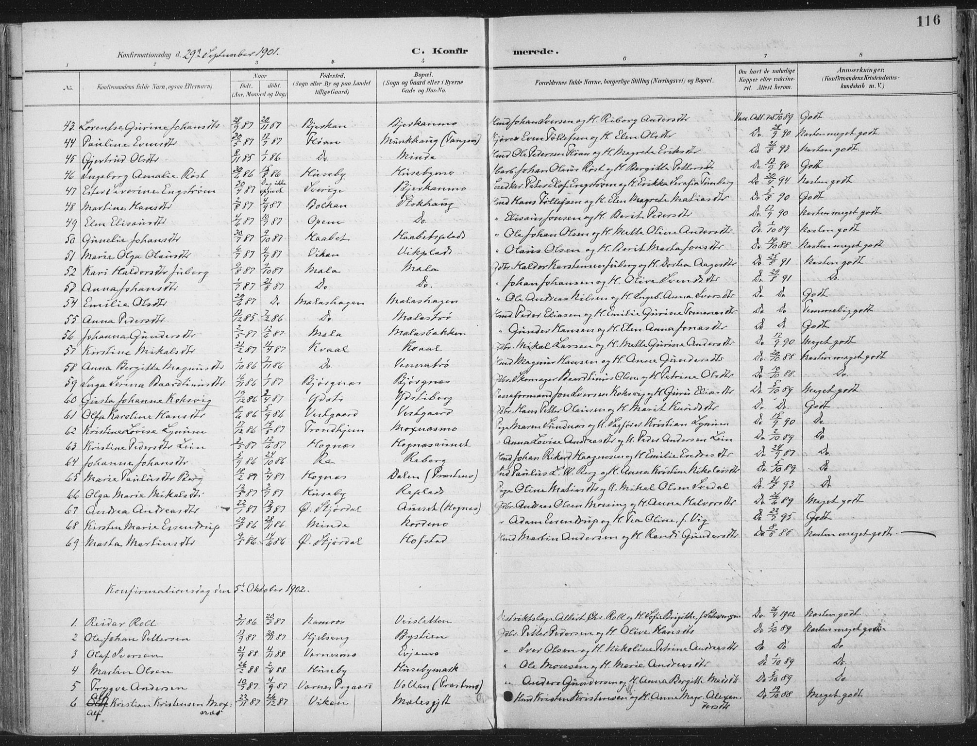 Ministerialprotokoller, klokkerbøker og fødselsregistre - Nord-Trøndelag, SAT/A-1458/709/L0082: Parish register (official) no. 709A22, 1896-1916, p. 116