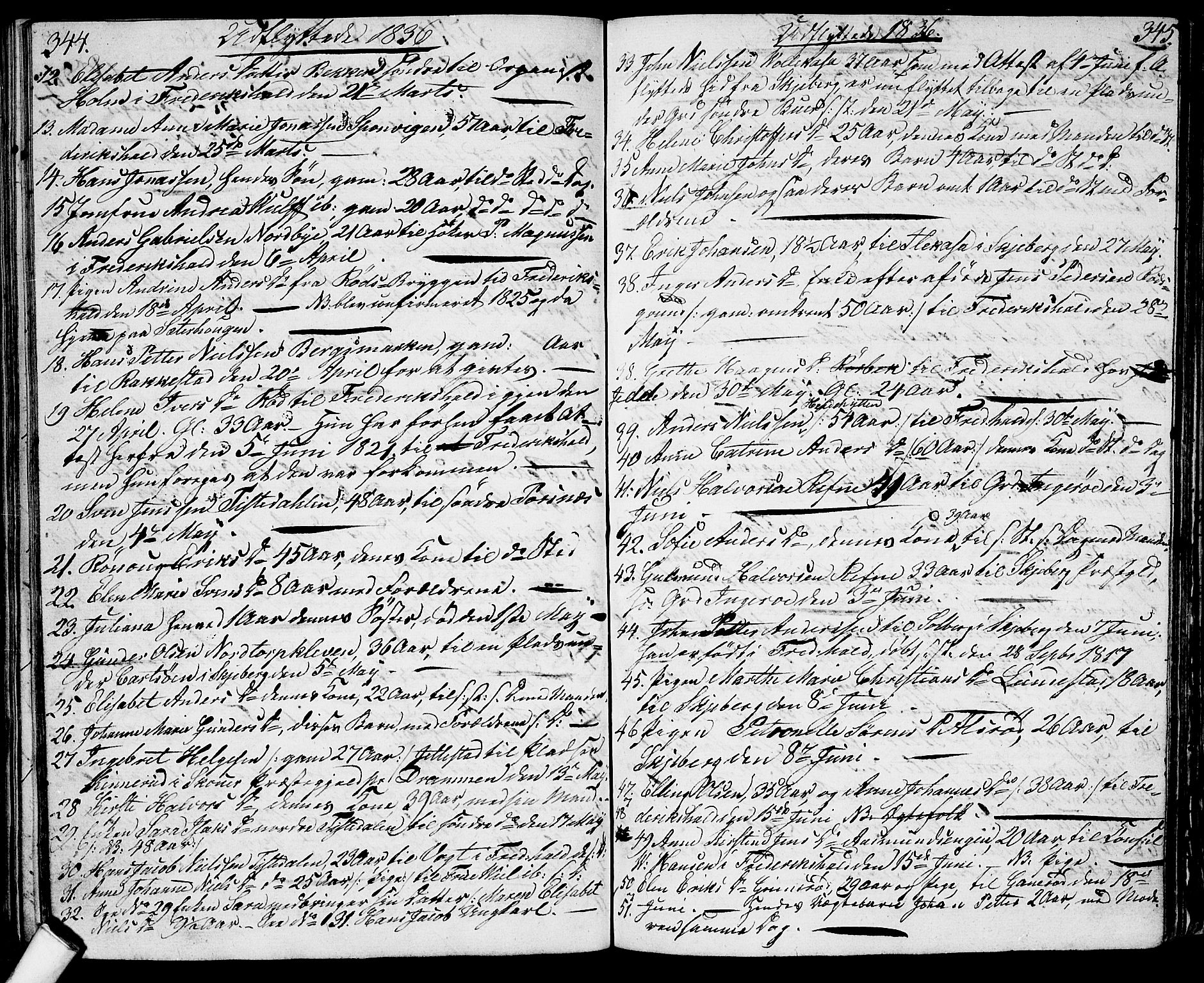 Berg prestekontor Kirkebøker, SAO/A-10902/G/Ga/L0002: Parish register (copy) no. I 2, 1832-1844, p. 344-345