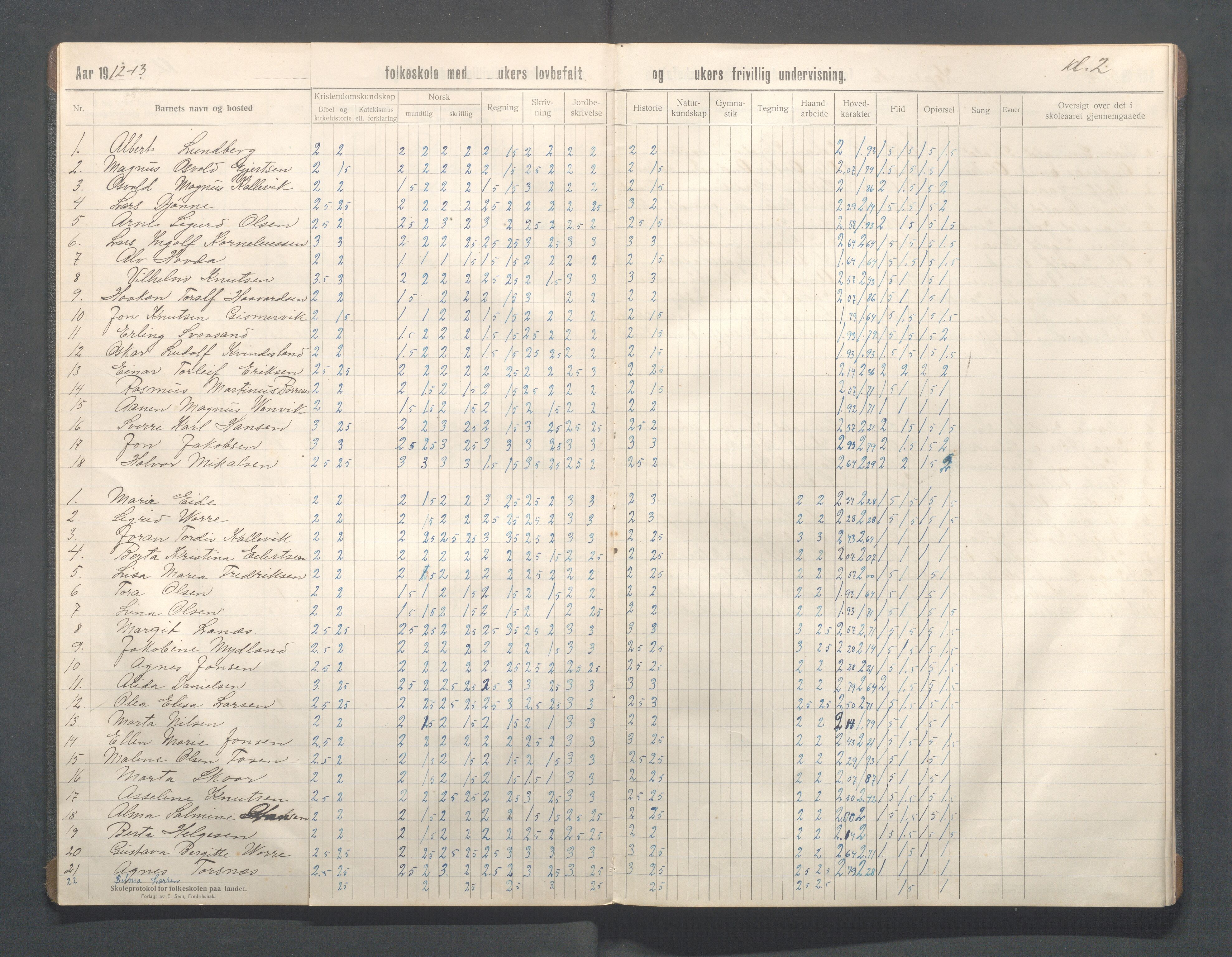 Kopervik Kommune - Kopervik skole, IKAR/K-102472/H/L0018: Skoleprotokoll 2.klasse, 1911-1915, p. 6