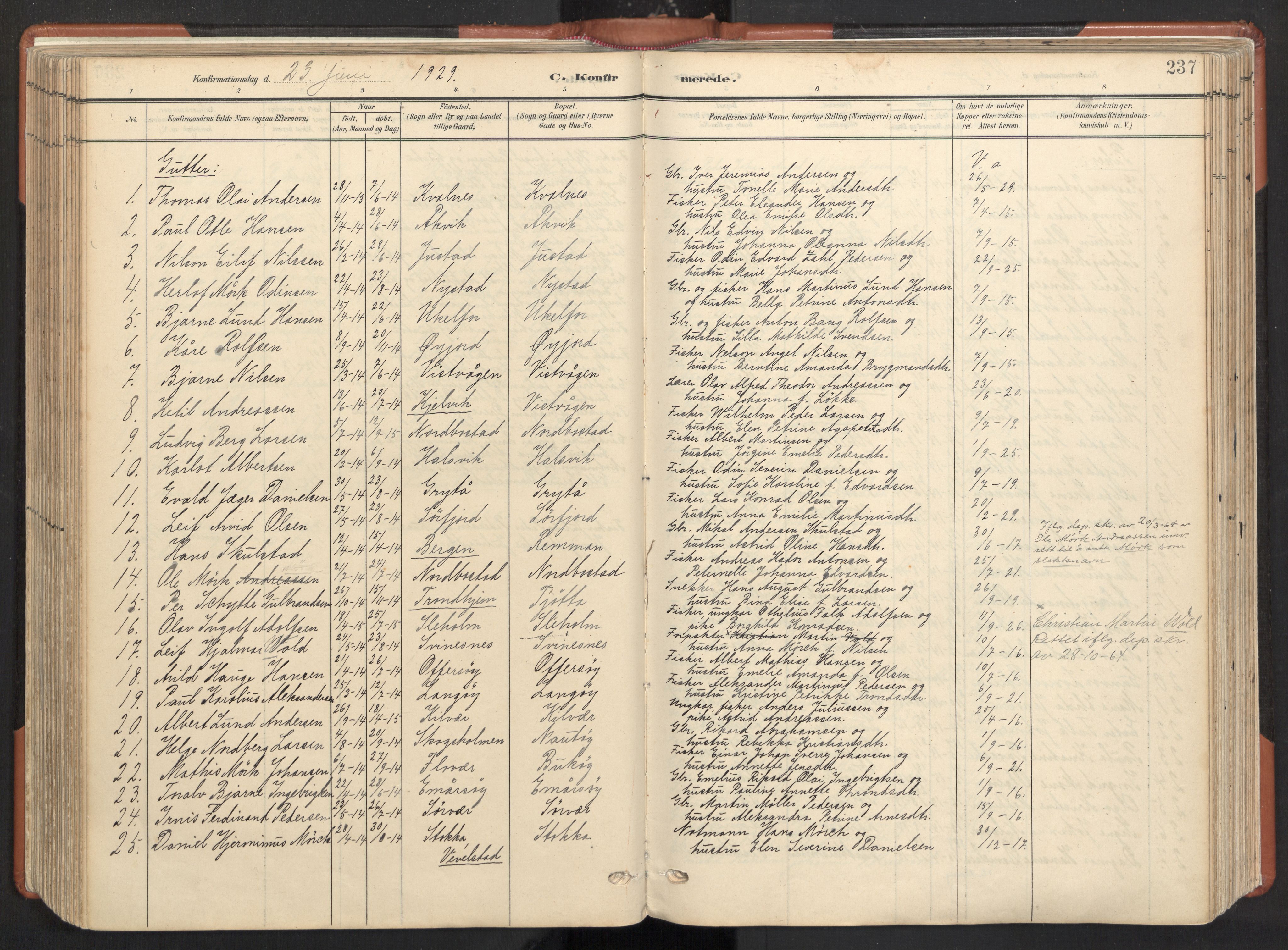 Ministerialprotokoller, klokkerbøker og fødselsregistre - Nordland, AV/SAT-A-1459/817/L0265: Parish register (official) no. 817A05, 1908-1944, p. 237