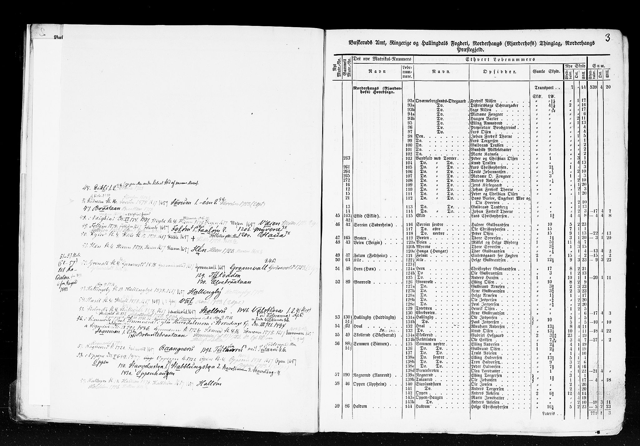 Rygh, AV/RA-PA-0034/F/Fb/L0005: Matrikkelen for 1838 - Buskerud amt (Buskerud fylke), 1838, p. 3a