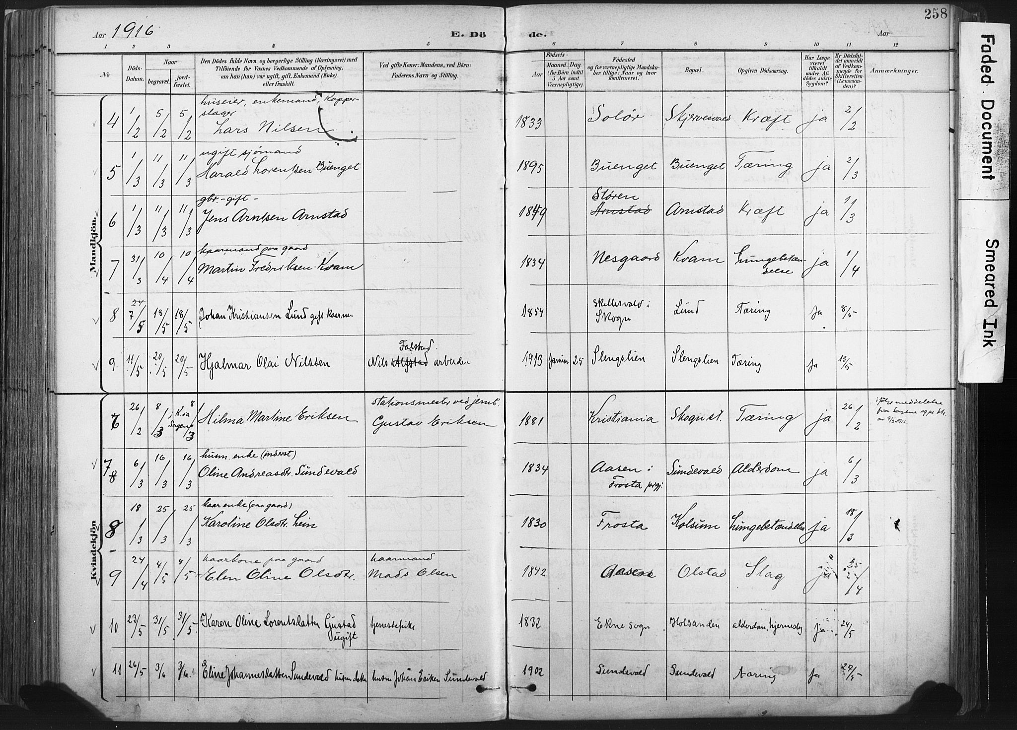 Ministerialprotokoller, klokkerbøker og fødselsregistre - Nord-Trøndelag, SAT/A-1458/717/L0162: Parish register (official) no. 717A12, 1898-1923, p. 258