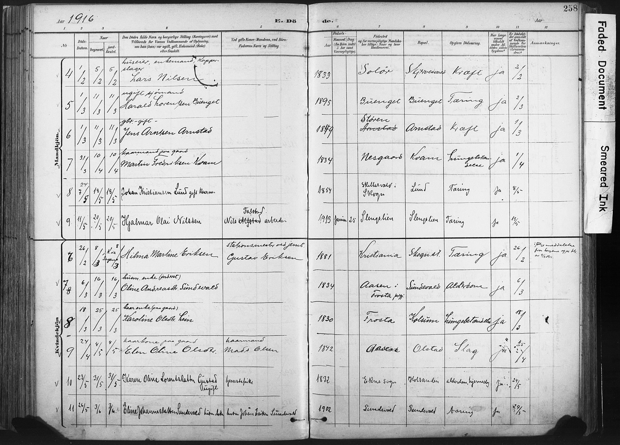 Ministerialprotokoller, klokkerbøker og fødselsregistre - Nord-Trøndelag, AV/SAT-A-1458/717/L0162: Parish register (official) no. 717A12, 1898-1923, p. 258