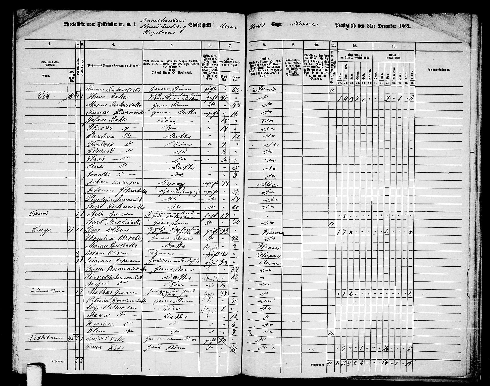 RA, 1865 census for Nesna, 1865, p. 145