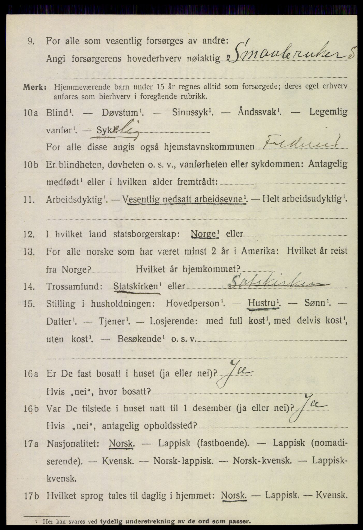 SAT, 1920 census for Foldereid, 1920, p. 1653