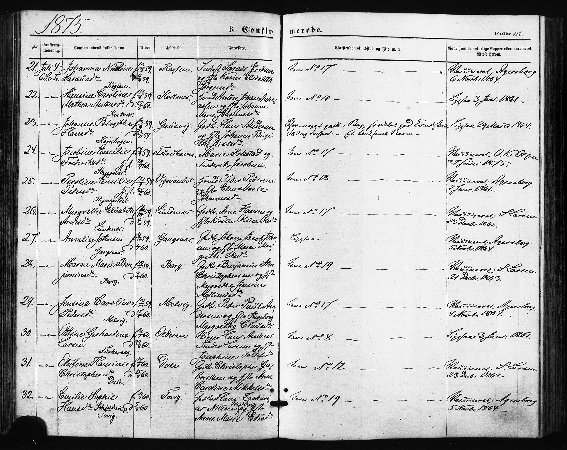 Trondenes sokneprestkontor, SATØ/S-1319/H/Ha/L0013kirke: Parish register (official) no. 13, 1870-1878, p. 156