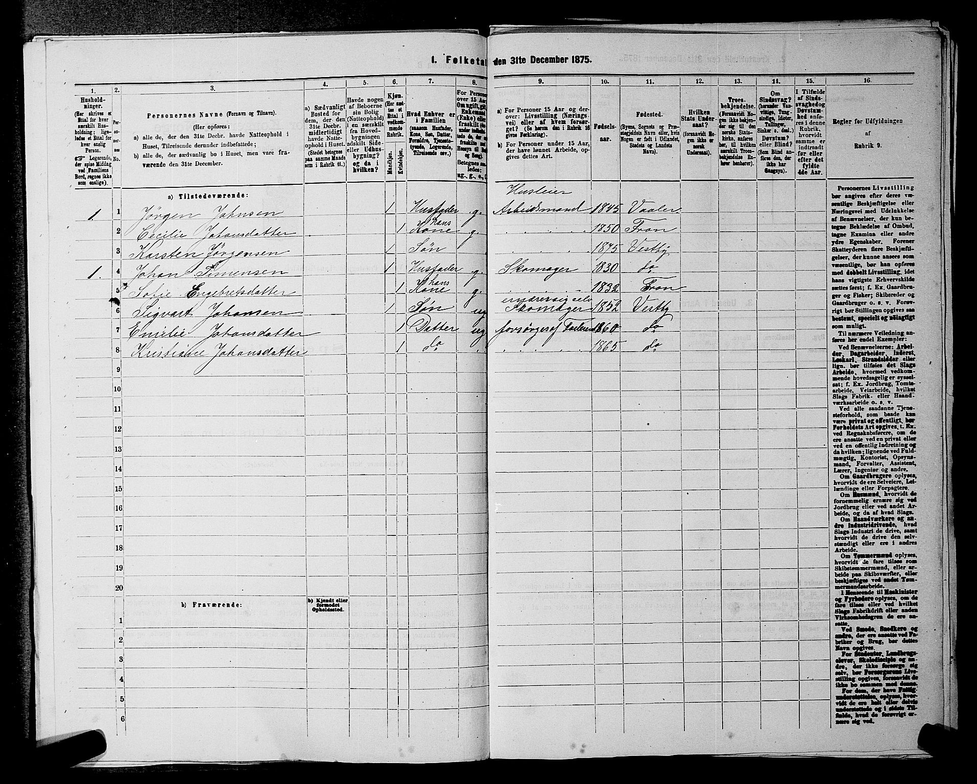 RA, 1875 census for 0211L Vestby/Vestby, Garder og Såner, 1875, p. 217