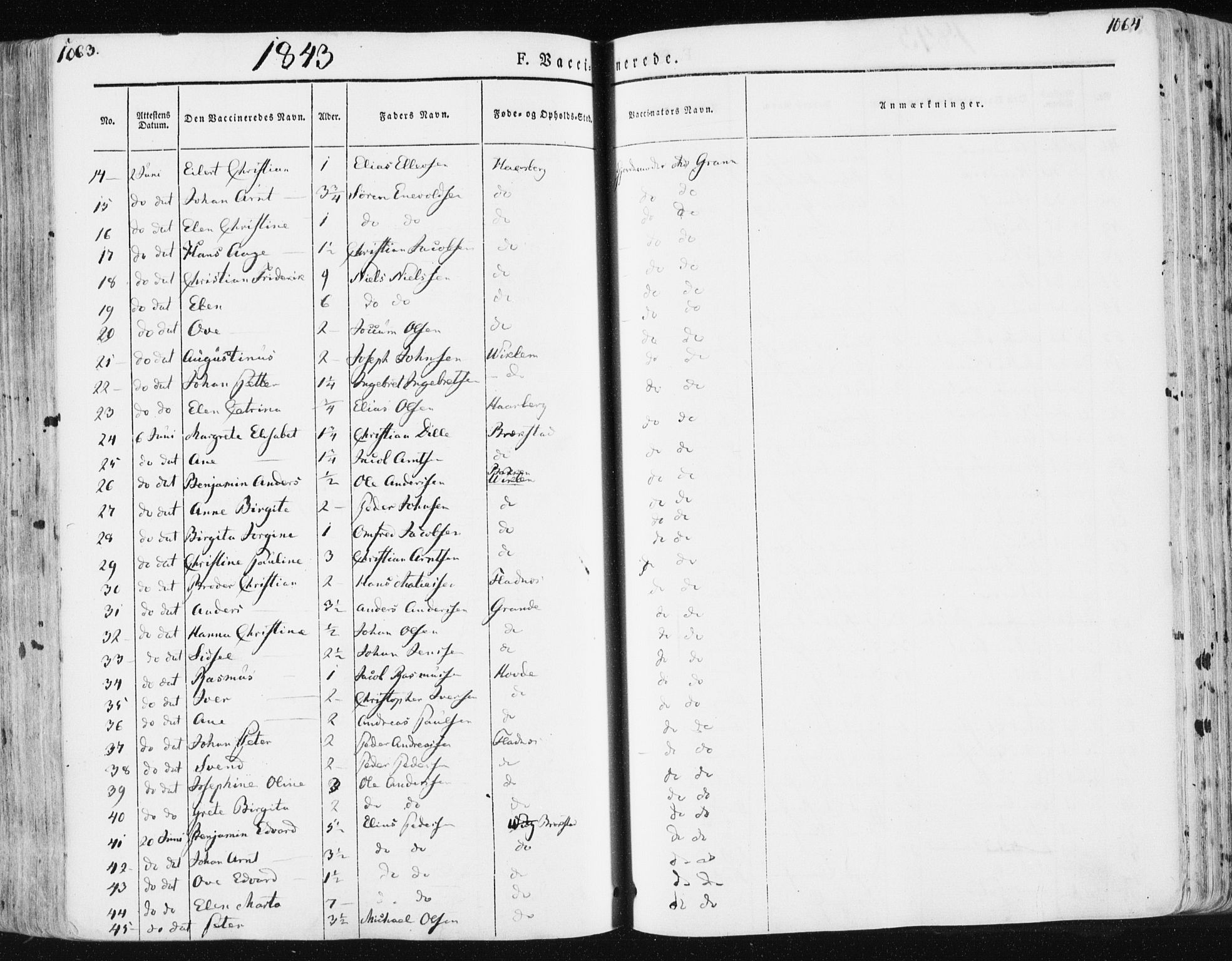 Ministerialprotokoller, klokkerbøker og fødselsregistre - Sør-Trøndelag, SAT/A-1456/659/L0736: Parish register (official) no. 659A06, 1842-1856, p. 1063-1064