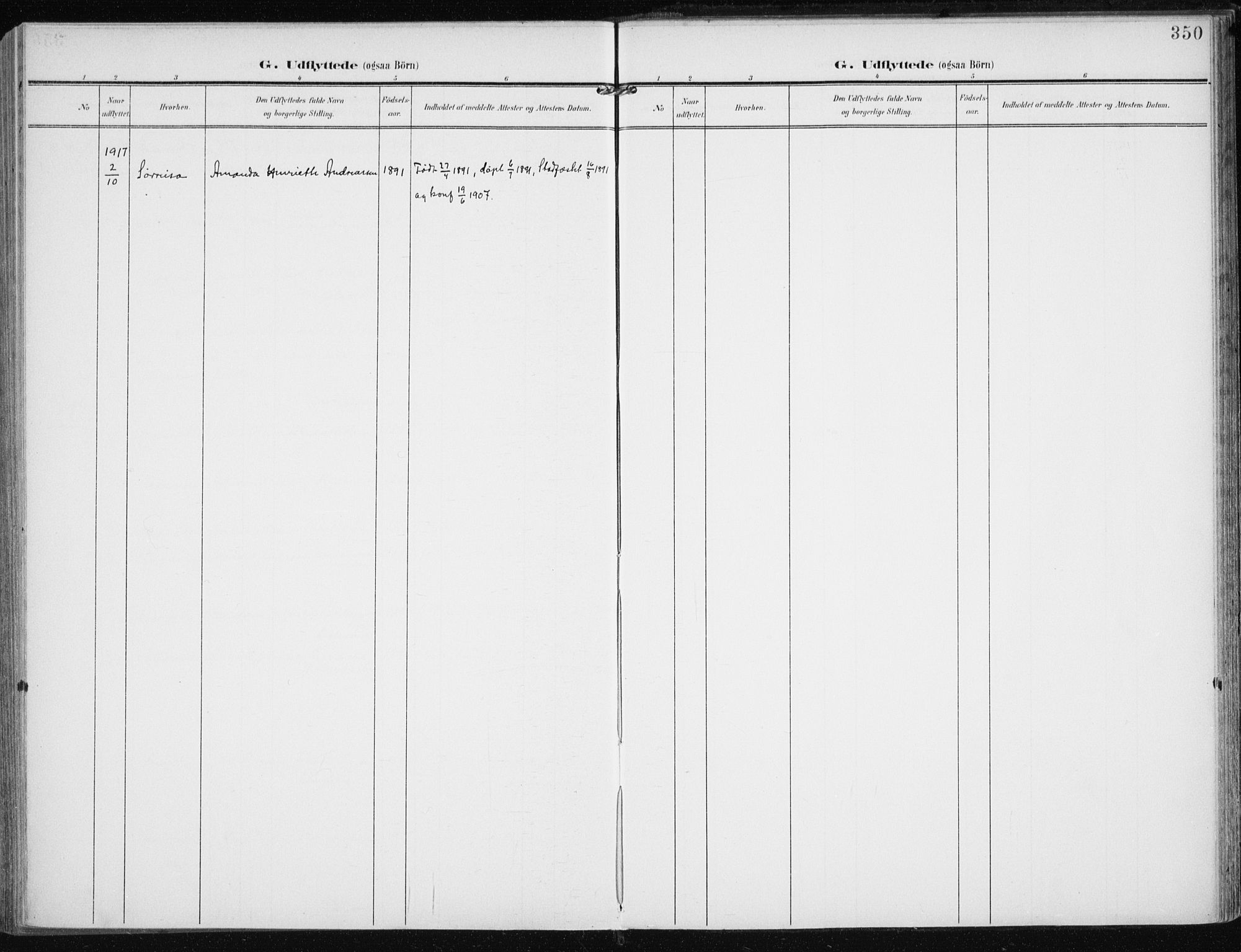 Karlsøy sokneprestembete, AV/SATØ-S-1299/H/Ha/Haa/L0014kirke: Parish register (official) no. 14, 1903-1917, p. 350