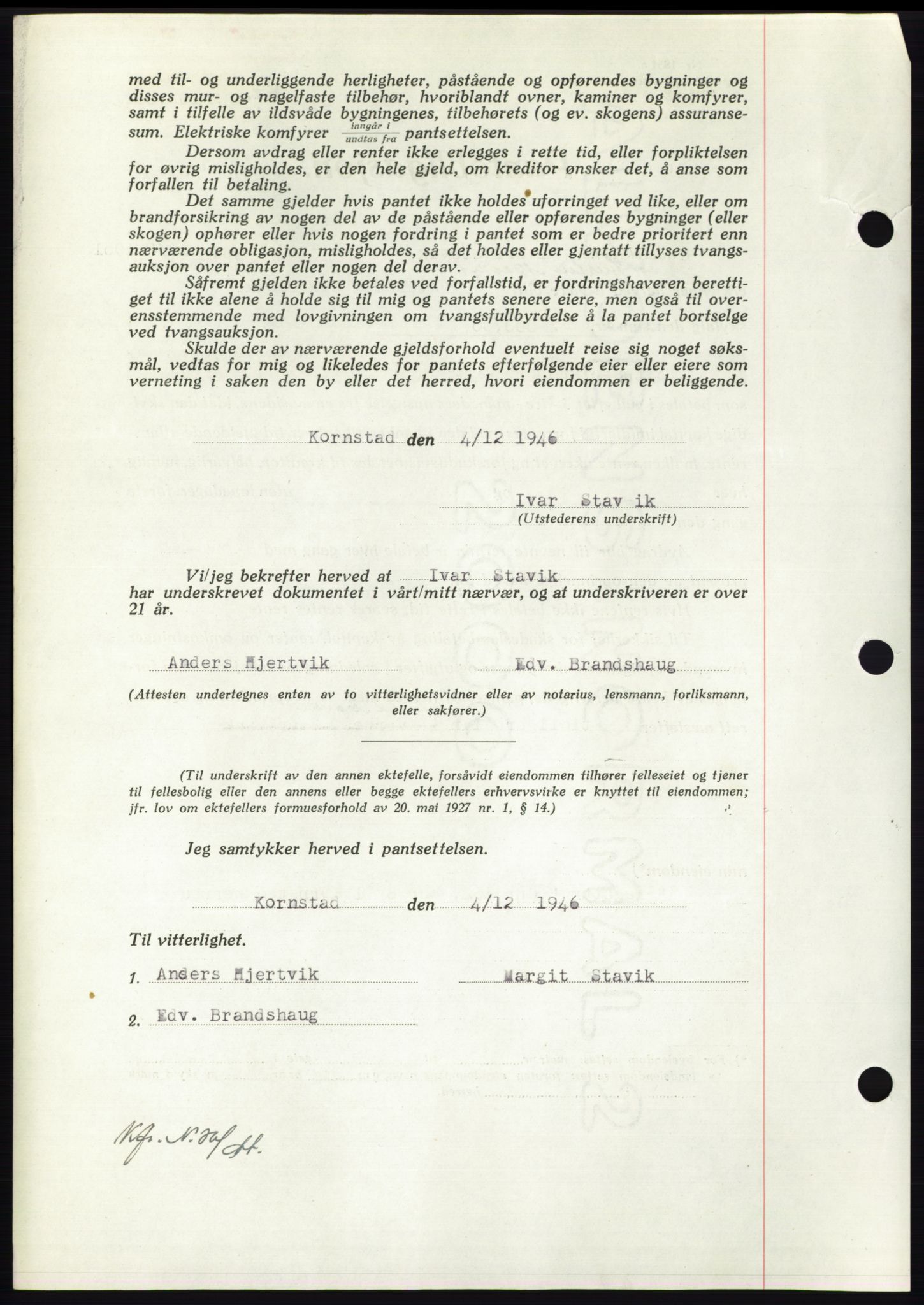 Nordmøre sorenskriveri, AV/SAT-A-4132/1/2/2Ca: Mortgage book no. B95, 1946-1947, Diary no: : 9/1947