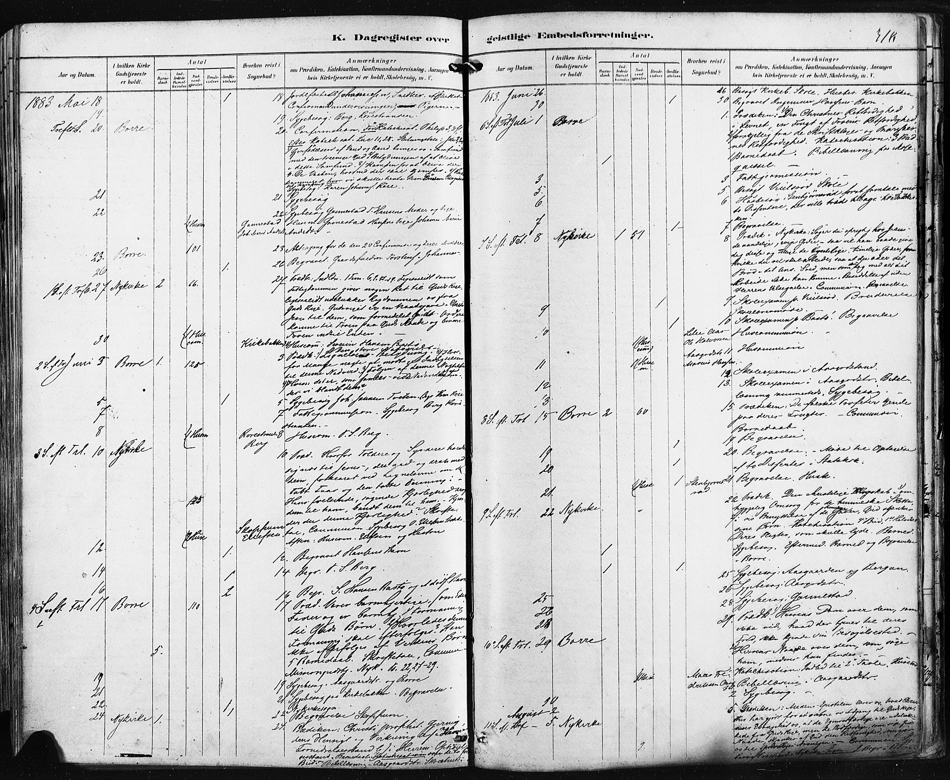 Borre kirkebøker, AV/SAKO-A-338/F/Fa/L0009: Parish register (official) no. I 9, 1878-1896, p. 318