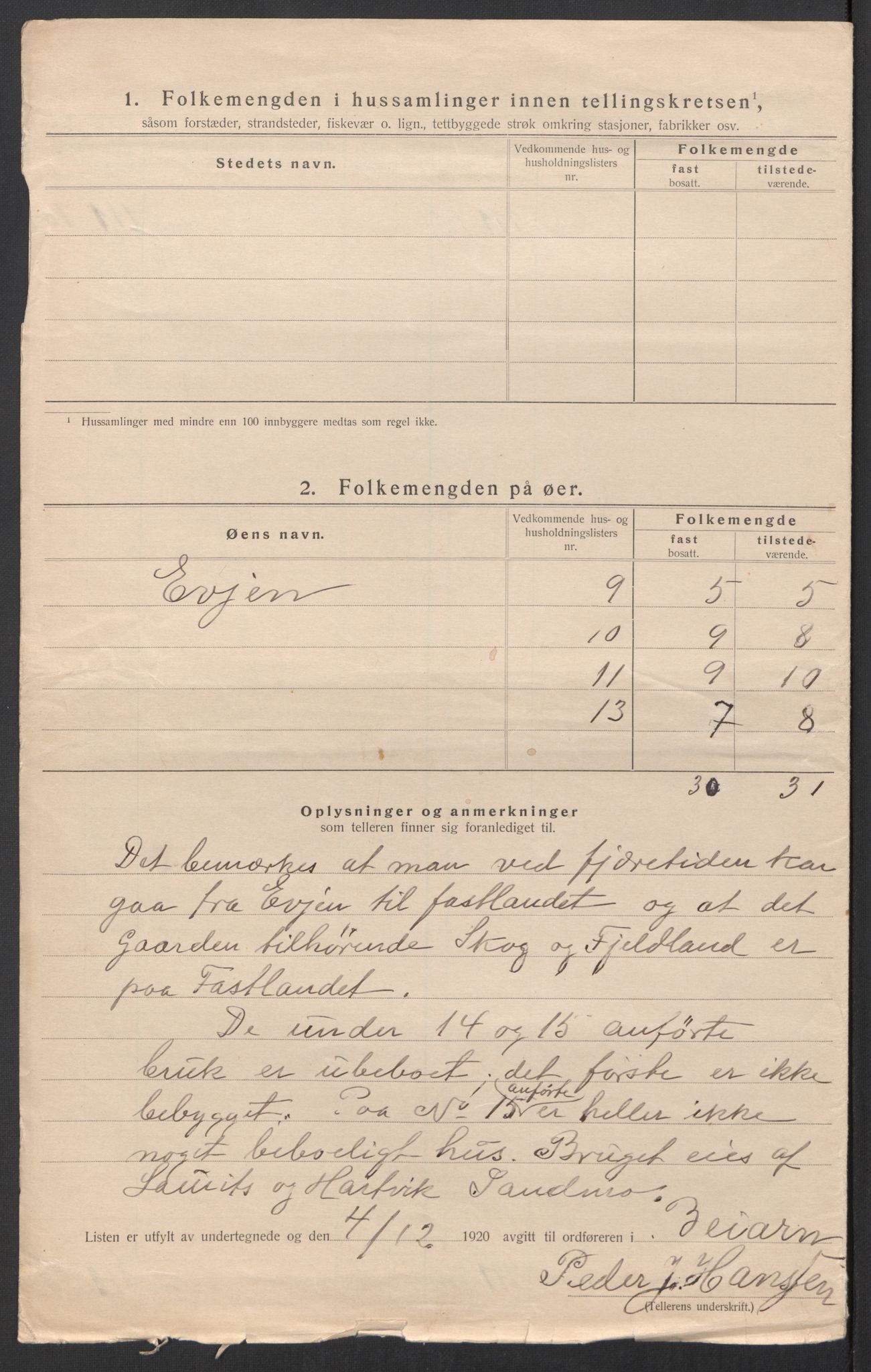 SAT, 1920 census for Beiarn, 1920, p. 8