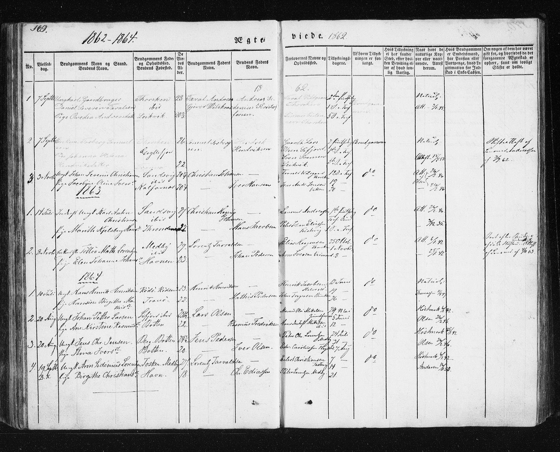 Berg sokneprestkontor, SATØ/S-1318/G/Ga/Gab/L0011klokker: Parish register (copy) no. 11, 1833-1878, p. 169