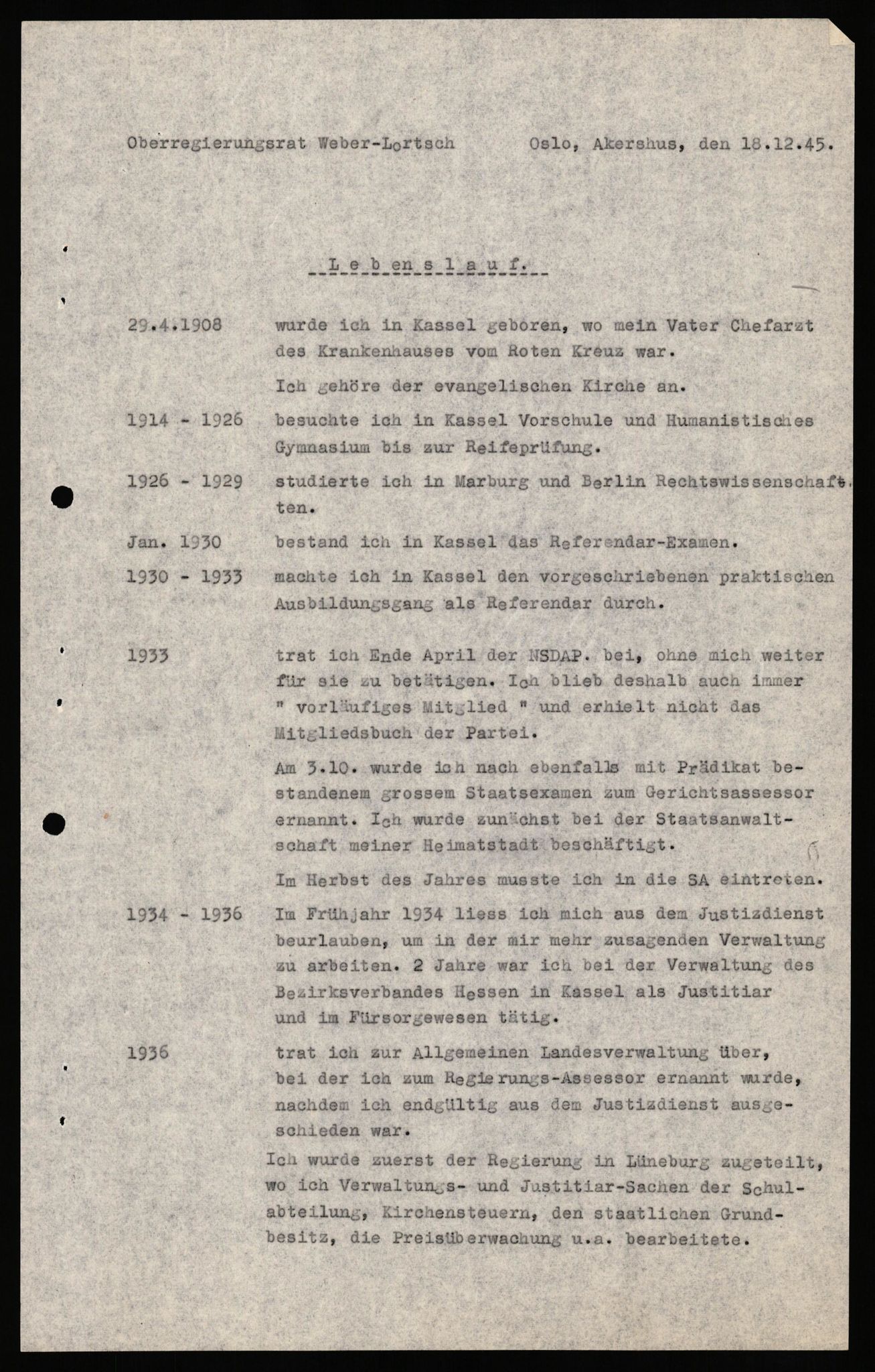 Forsvaret, Forsvarets overkommando II, AV/RA-RAFA-3915/D/Db/L0035: CI Questionaires. Tyske okkupasjonsstyrker i Norge. Tyskere., 1945-1946, p. 32