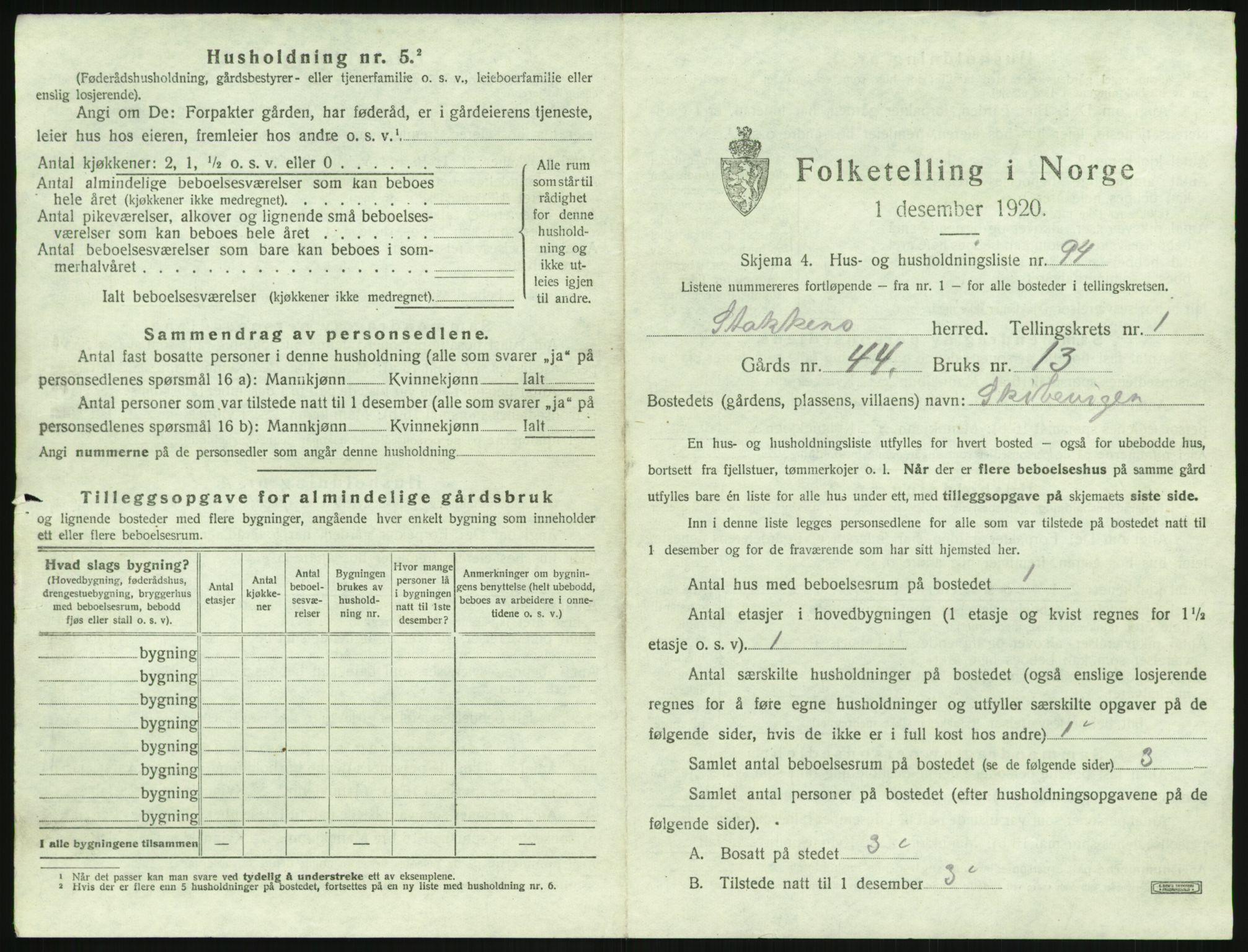 SAK, 1920 census for Stokken, 1920, p. 214