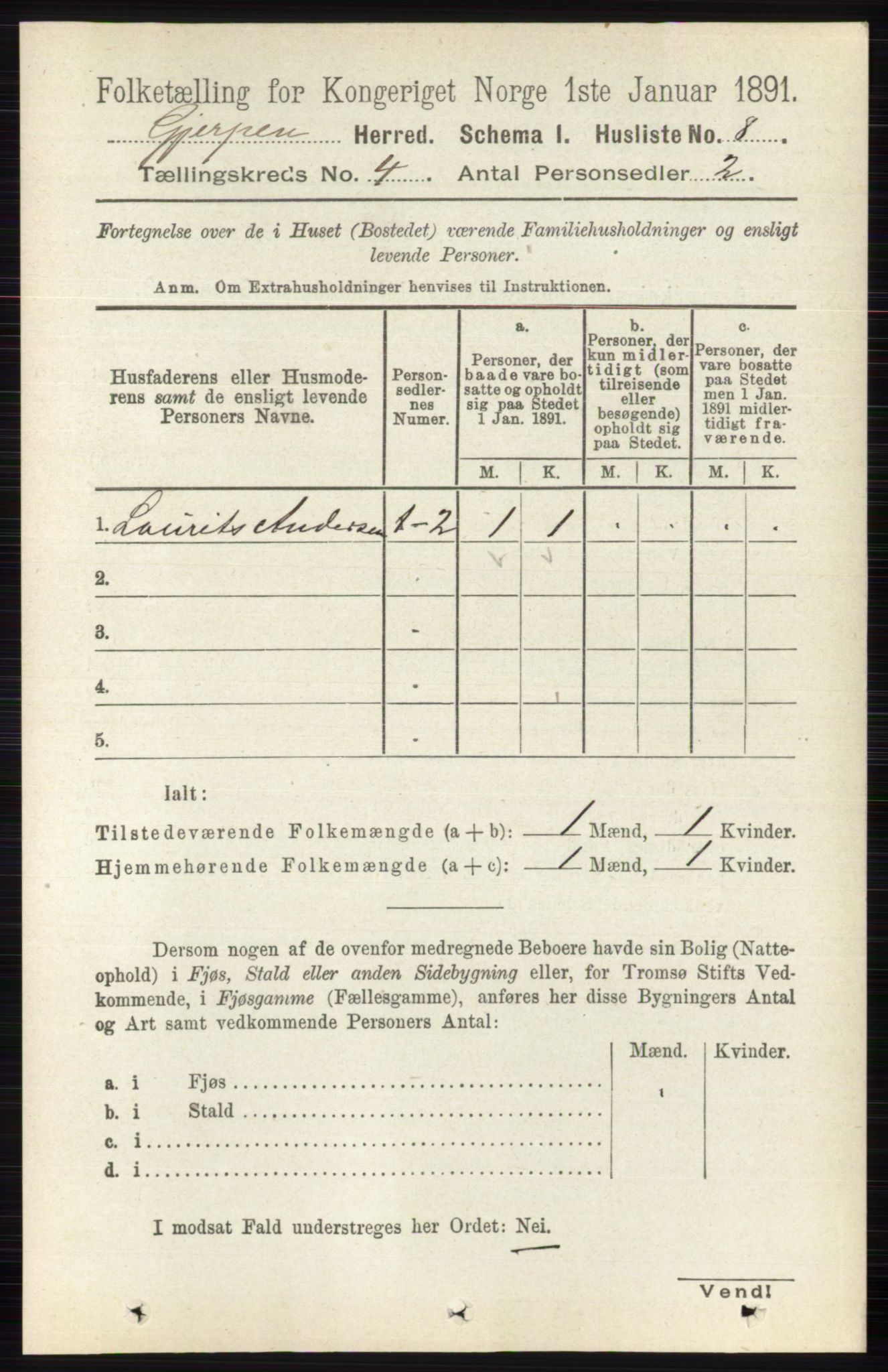 RA, 1891 census for 0812 Gjerpen, 1891, p. 1869