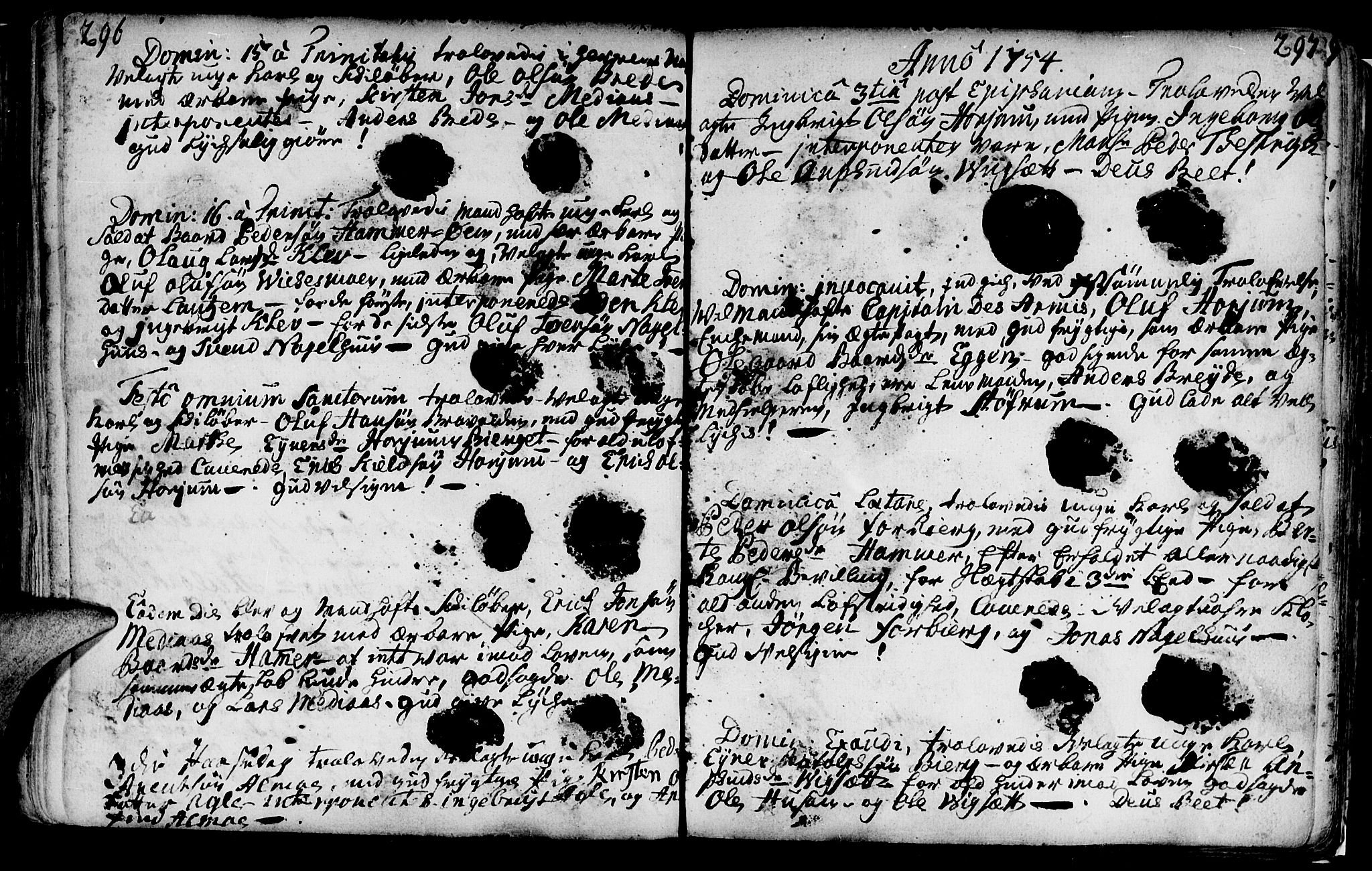 Ministerialprotokoller, klokkerbøker og fødselsregistre - Nord-Trøndelag, AV/SAT-A-1458/749/L0467: Parish register (official) no. 749A01, 1733-1787, p. 296-297