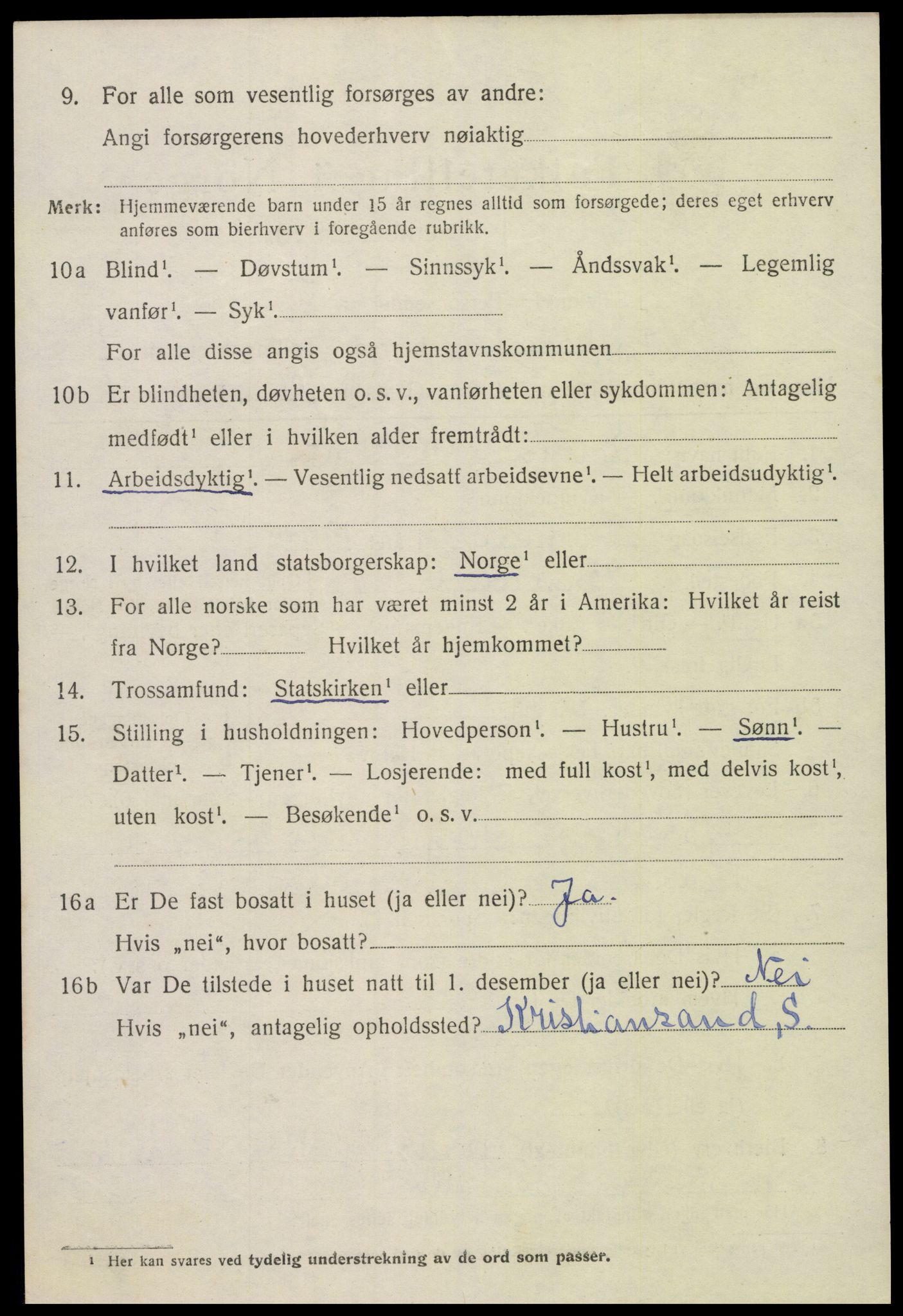 SAK, 1920 census for Bygland, 1920, p. 4134