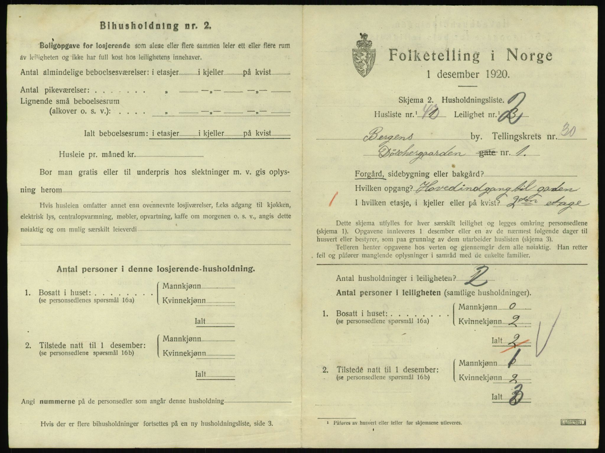 SAB, 1920 census for Bergen, 1920, p. 23357