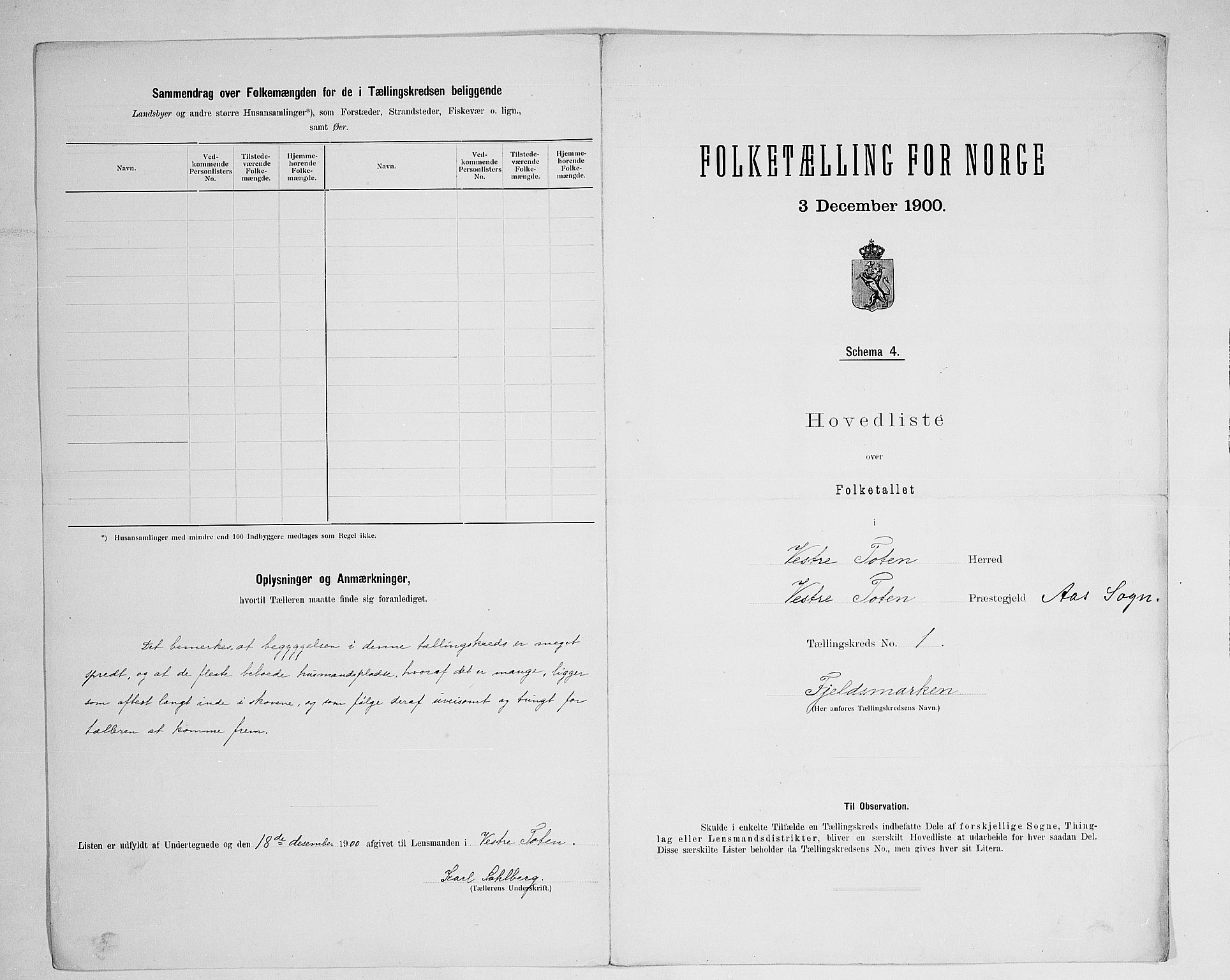 SAH, 1900 census for Vestre Toten, 1900, p. 23