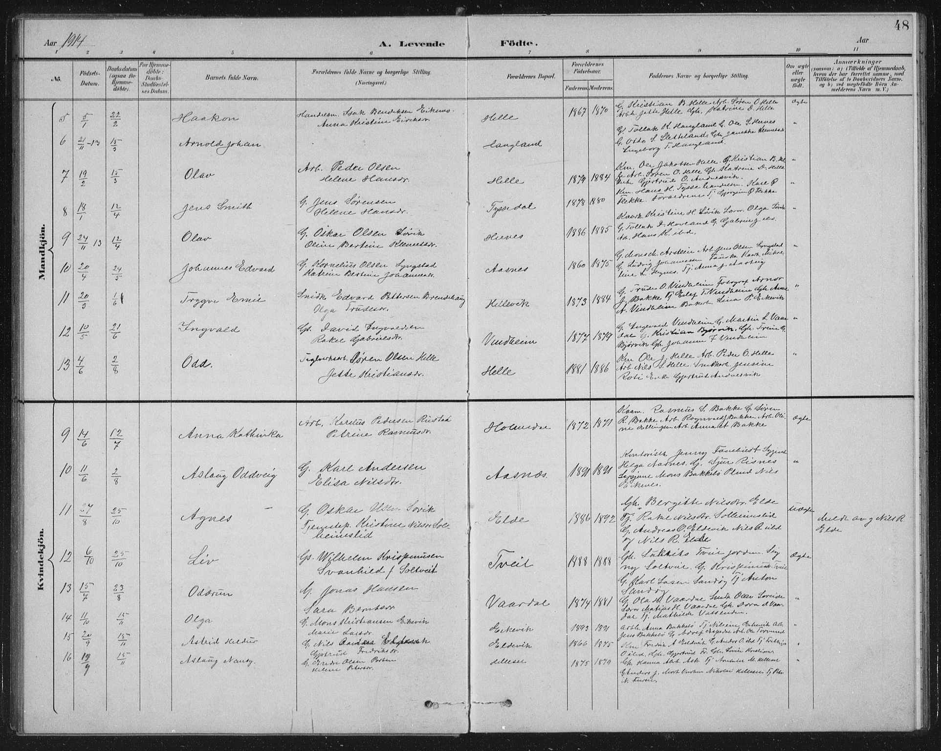 Fjaler sokneprestembete, SAB/A-79801/H/Hab/Habb/L0002: Parish register (copy) no. B 2, 1895-1915, p. 48
